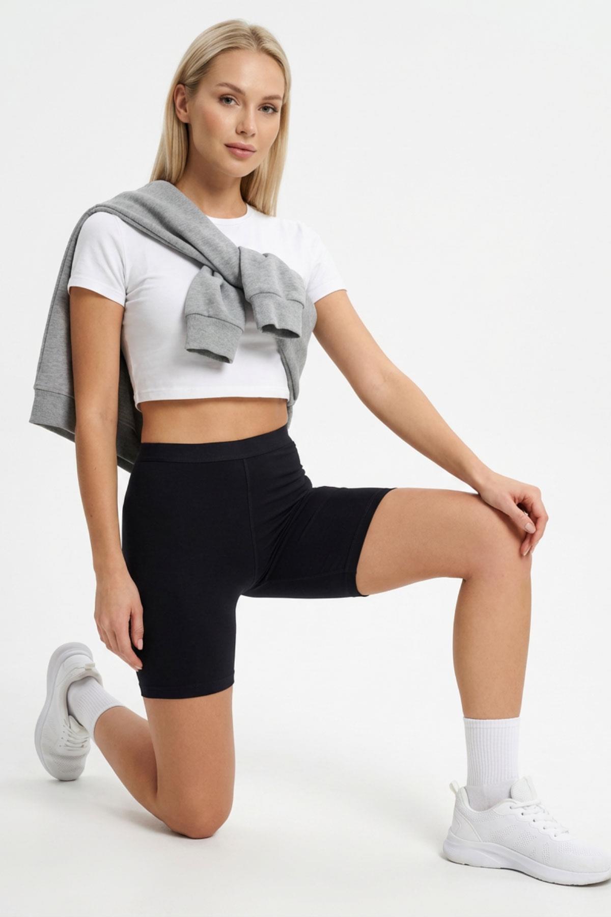 Siyah Bel Lastikli Kısa Şort 4004 - RAYS (1)