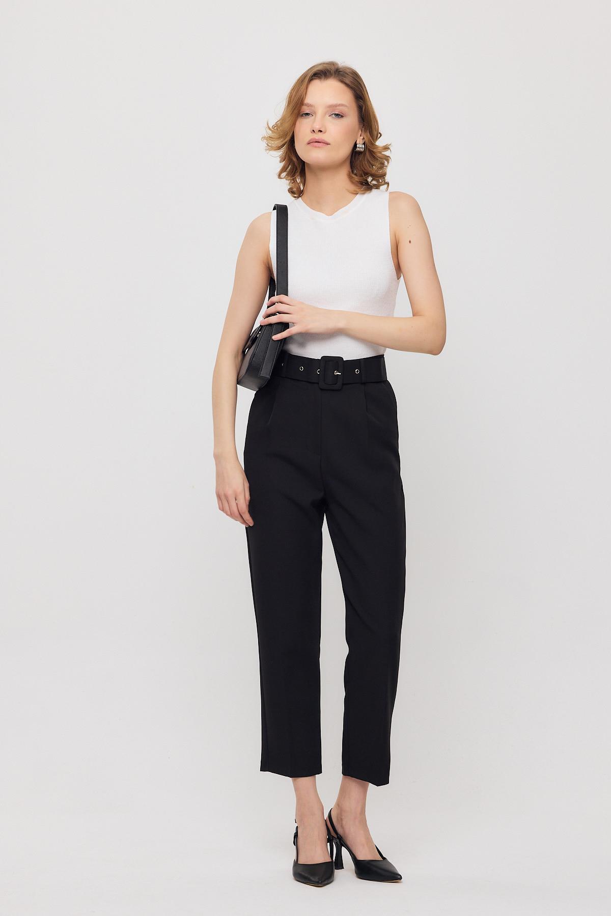 4004 Kemerli Pantolon Siyah - 6