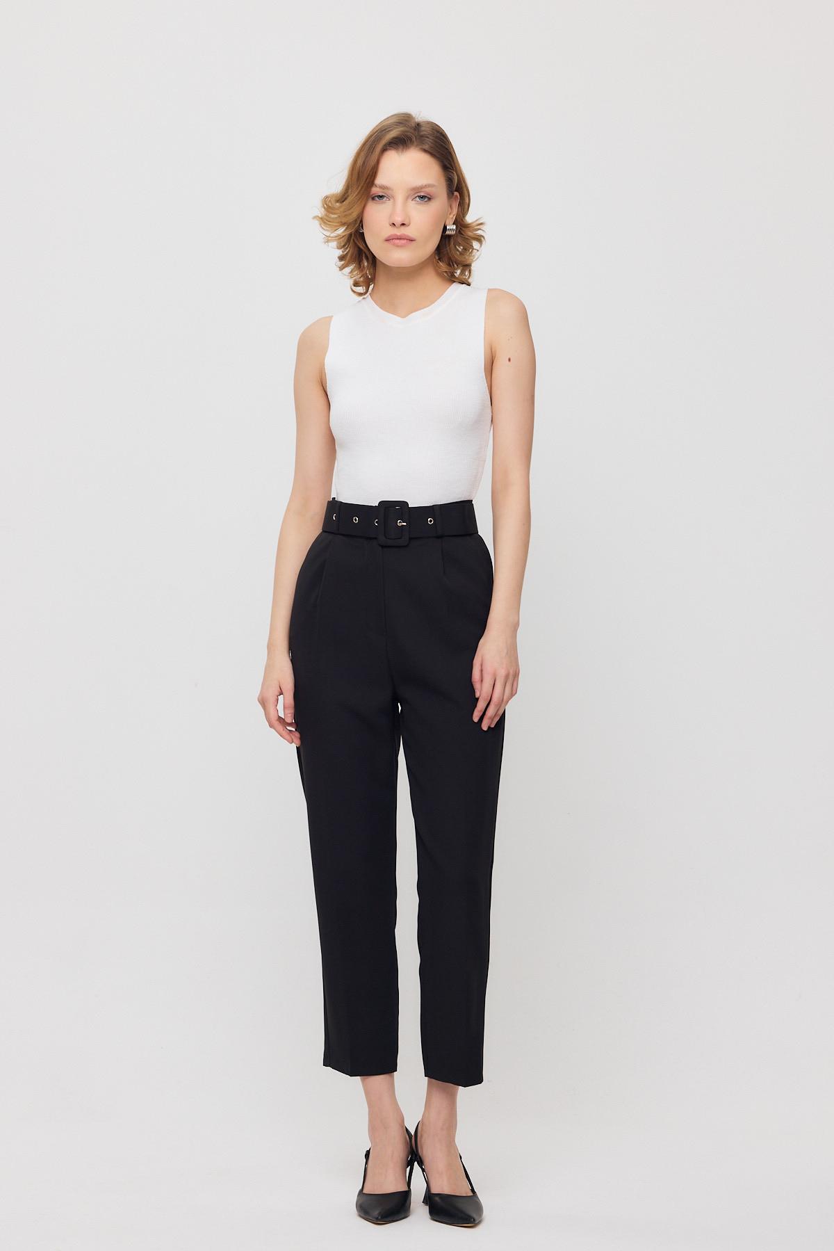 4004 Kemerli Pantolon Siyah - 7