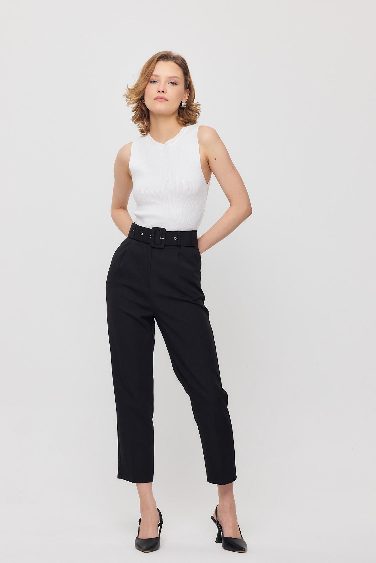 4004 Kemerli Pantolon Siyah - 8