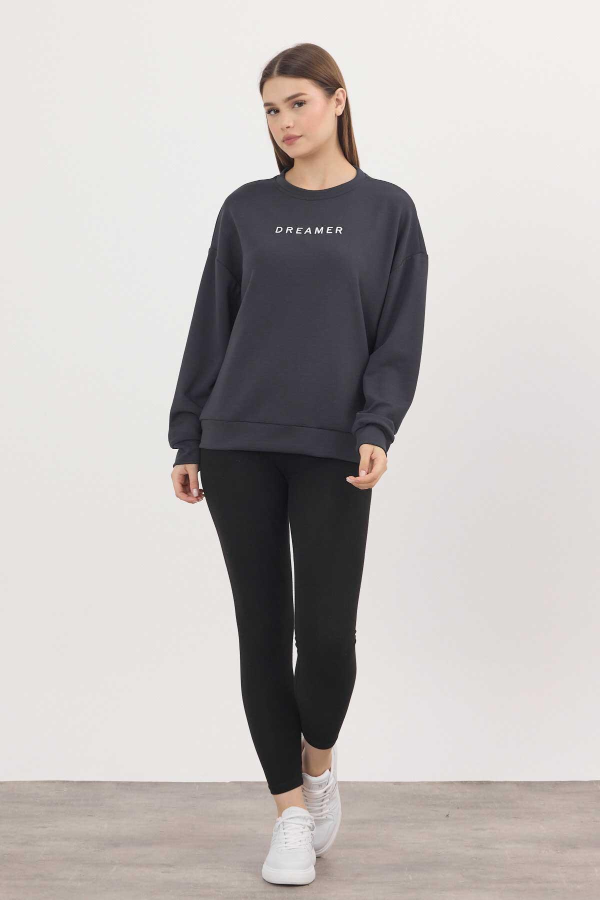 4004 Dreamer Nakış Detay Sweat Antrasit - 2
