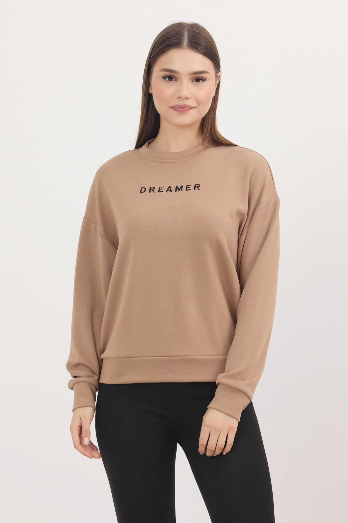 4004 Dreamer Nakış Detay Sweat Camel - 1