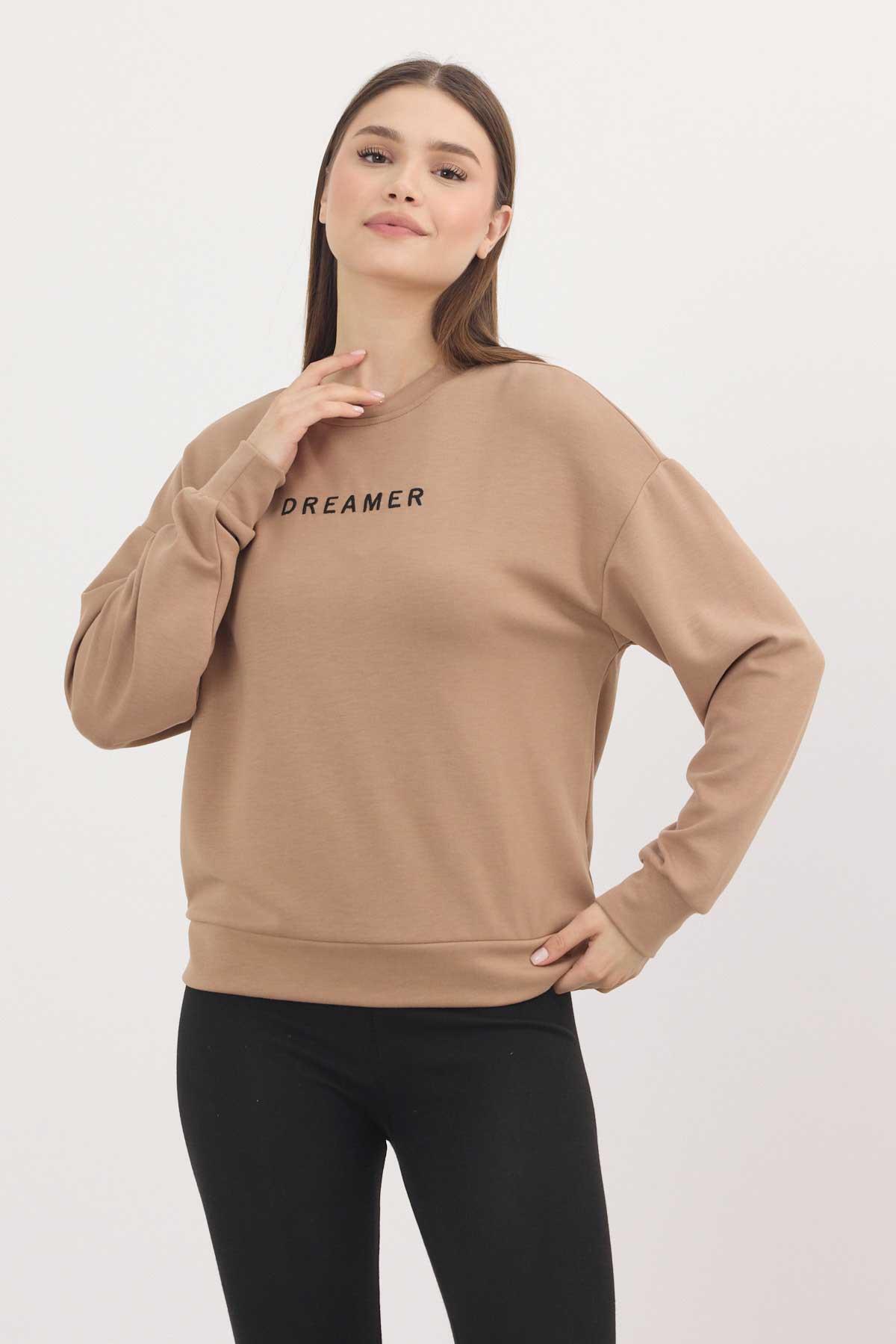 4004 Dreamer Nakış Detay Sweat Camel - 3