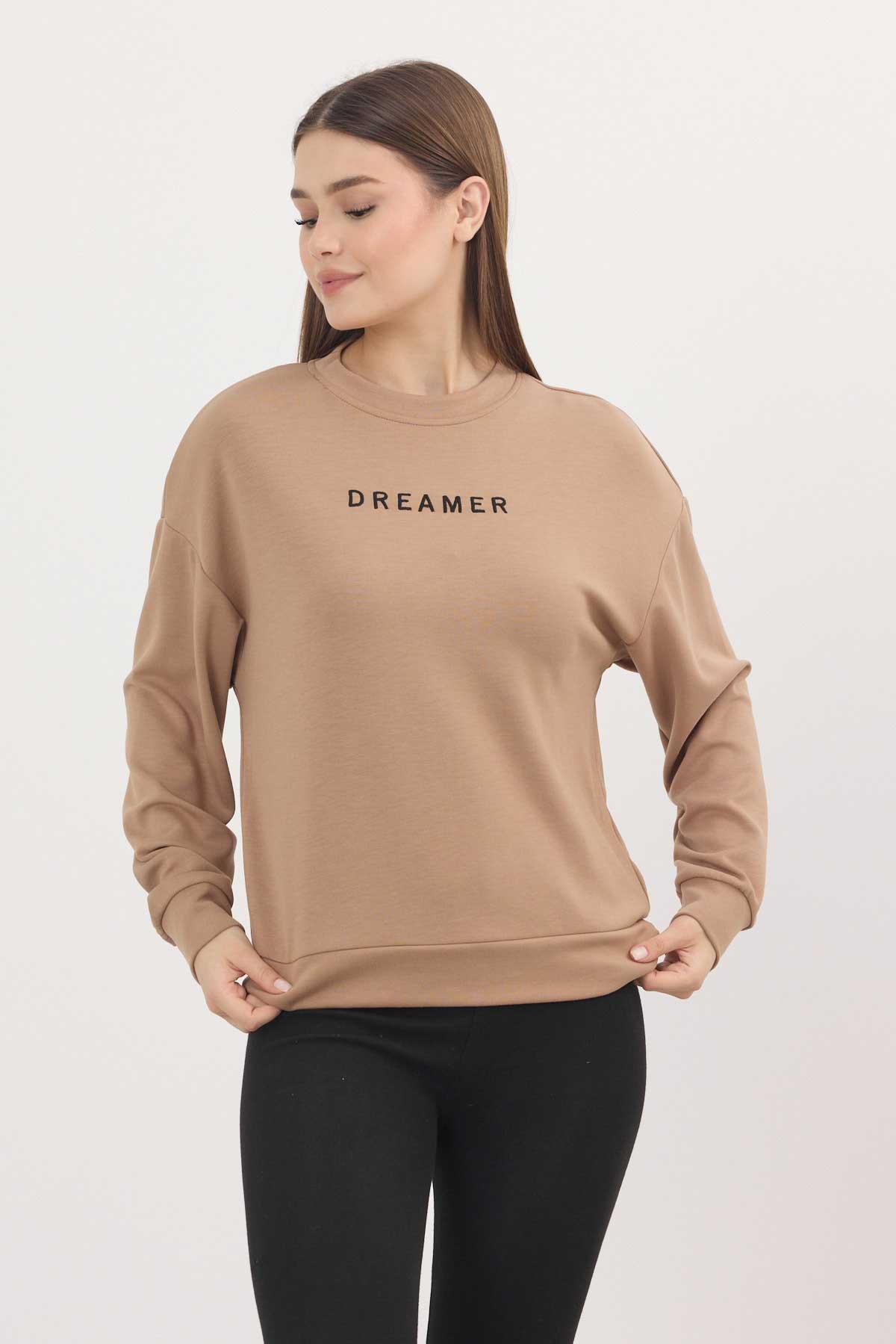 4004 Dreamer Nakış Detay Sweat Camel - 7