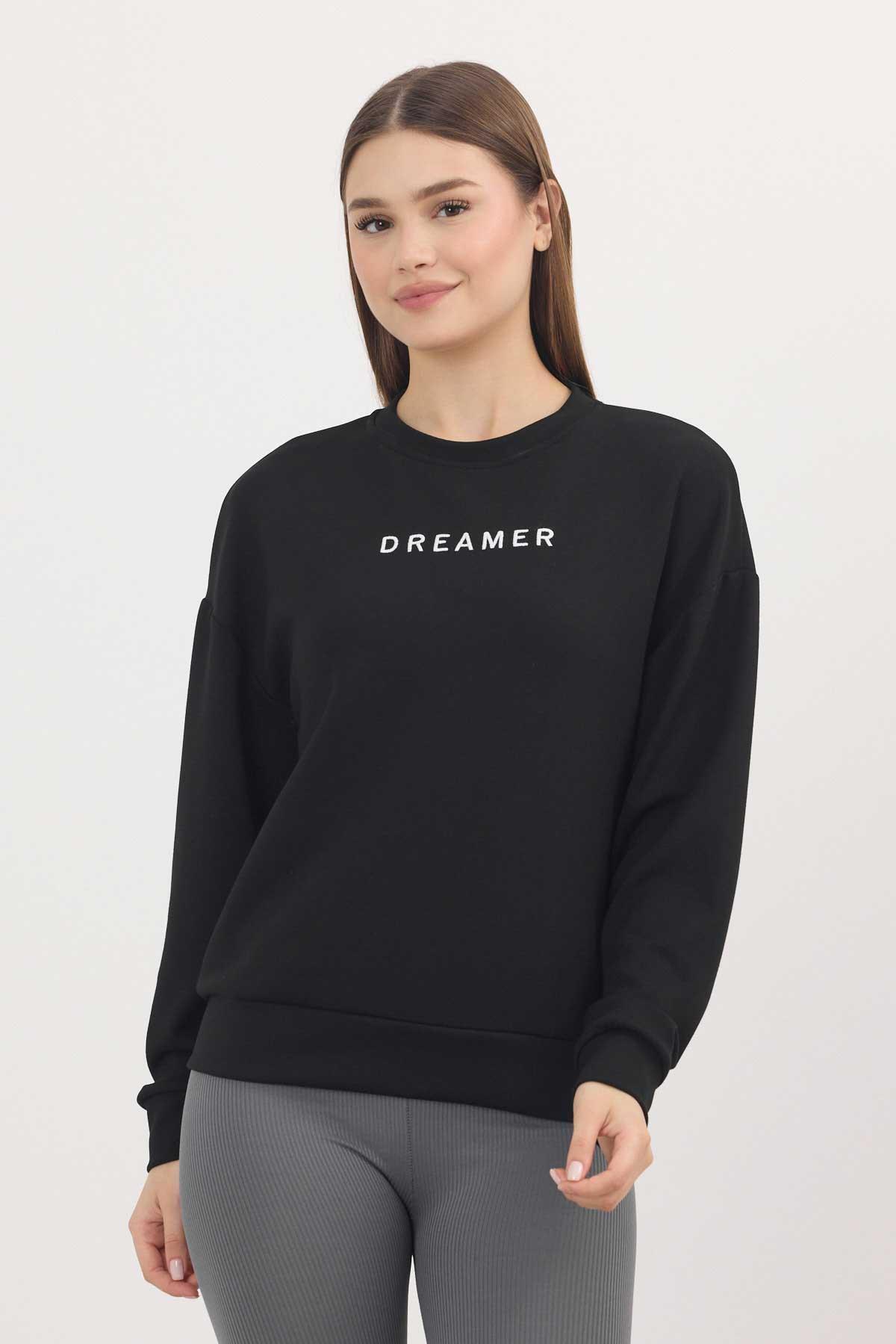 4004 Dreamer Nakış Detay Sweat Siyah - 1