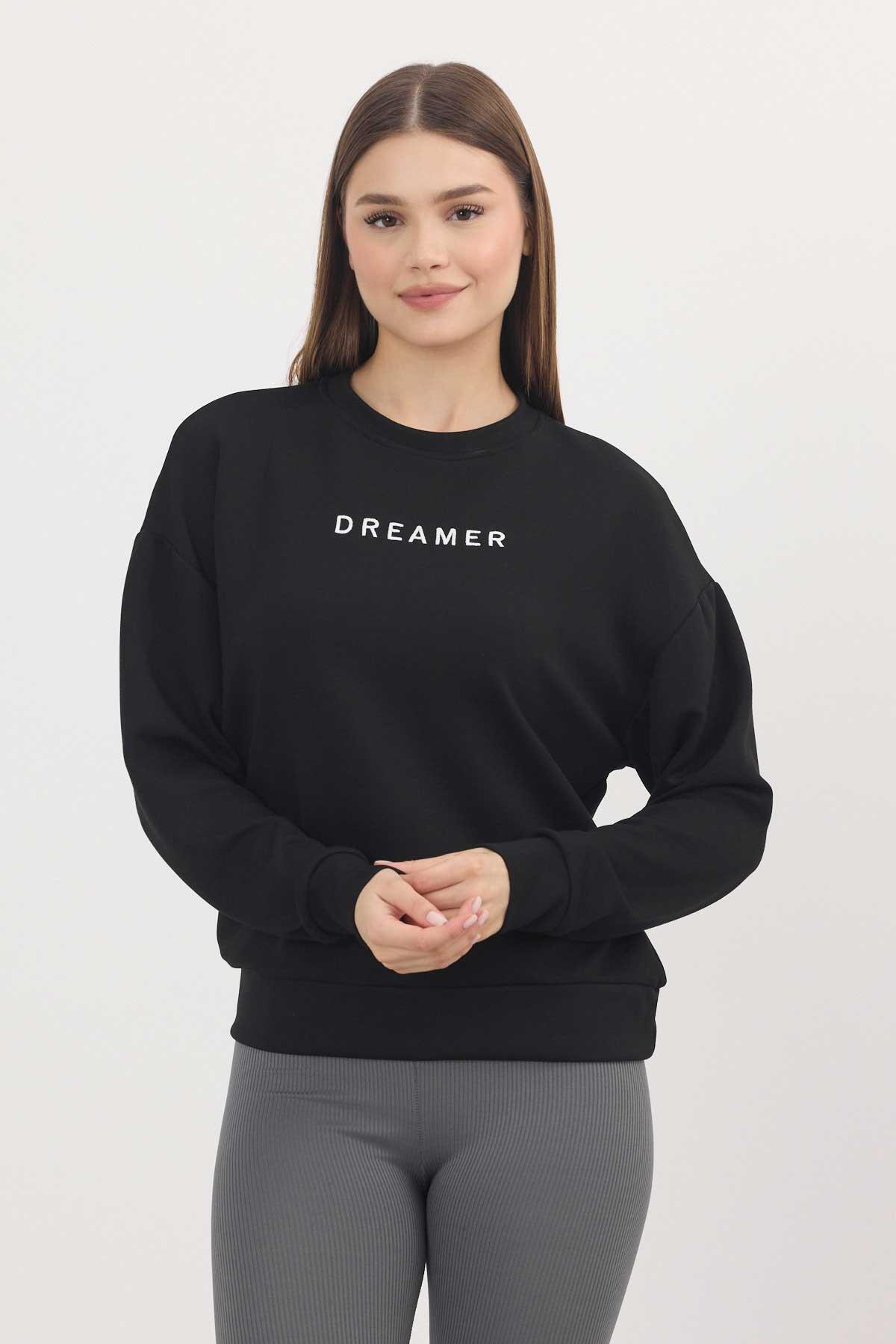 4004 Dreamer Nakış Detay Sweat Siyah - 8