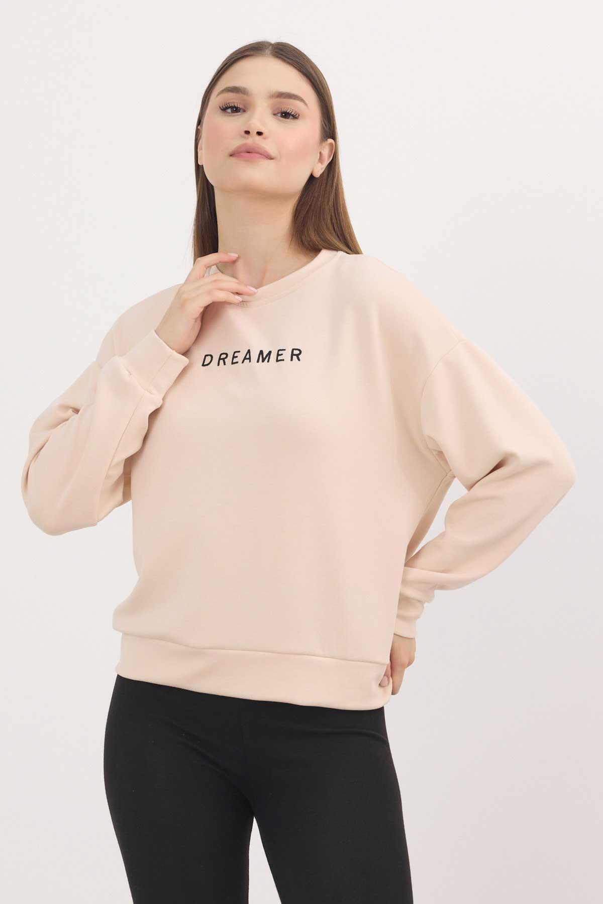 4004 Dreamer Nakış Detay Sweat Taş - 3