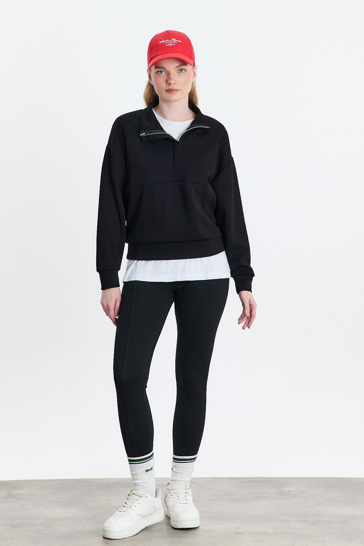 Fermuar Detay Oysho Sweat 4011 Siyah - RAYS