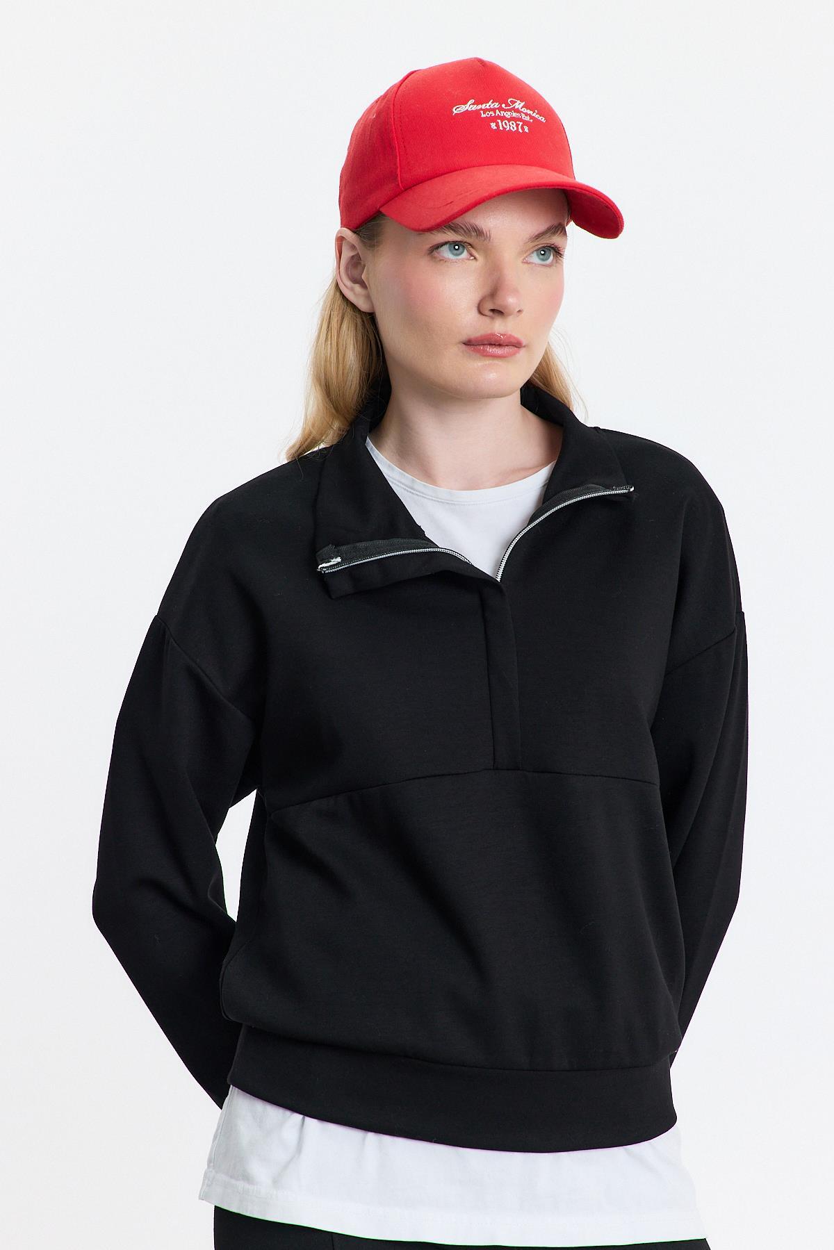 Siyah Fermuar Detay Oysho Sweat 4011 - 2