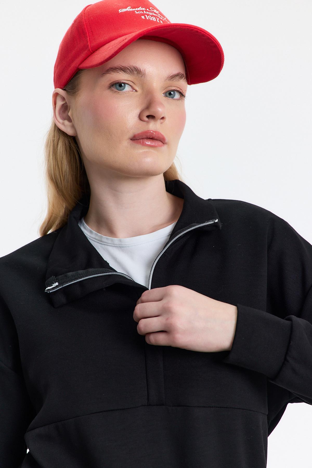 Siyah Fermuar Detay Oysho Sweat 4011 - 4