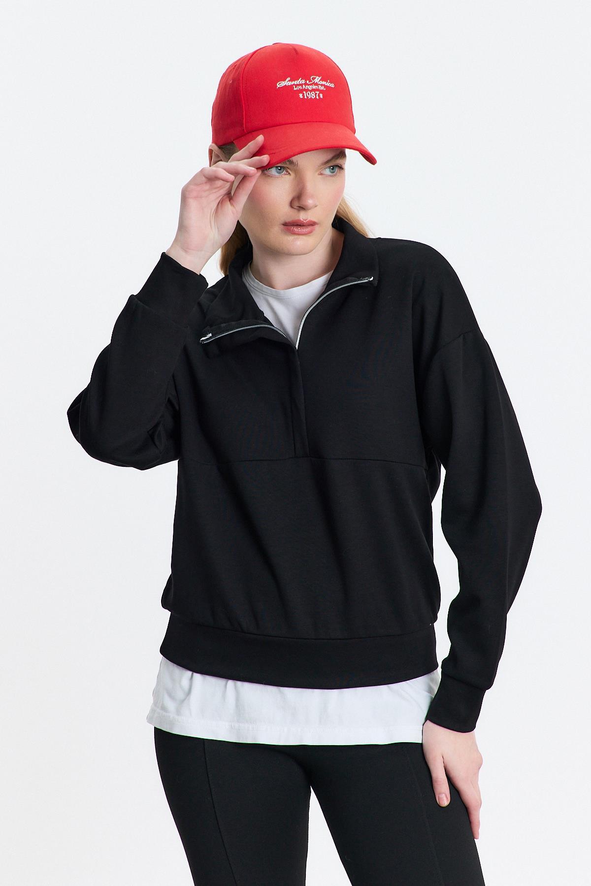 Siyah Fermuar Detay Oysho Sweat 4011 - 6