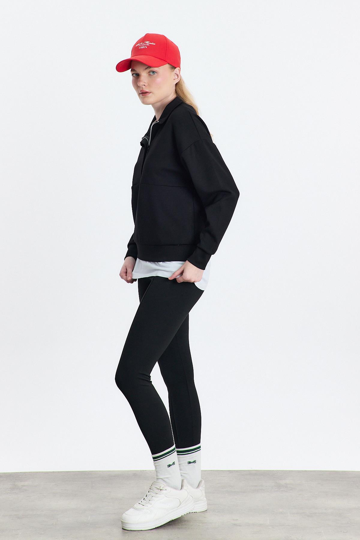 Siyah Fermuar Detay Oysho Sweat 4011 - 7