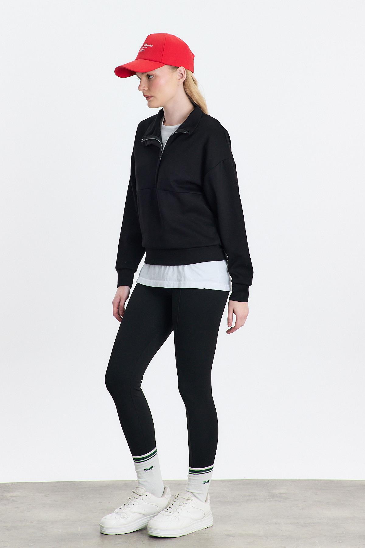 Siyah Fermuar Detay Oysho Sweat 4011 - 8