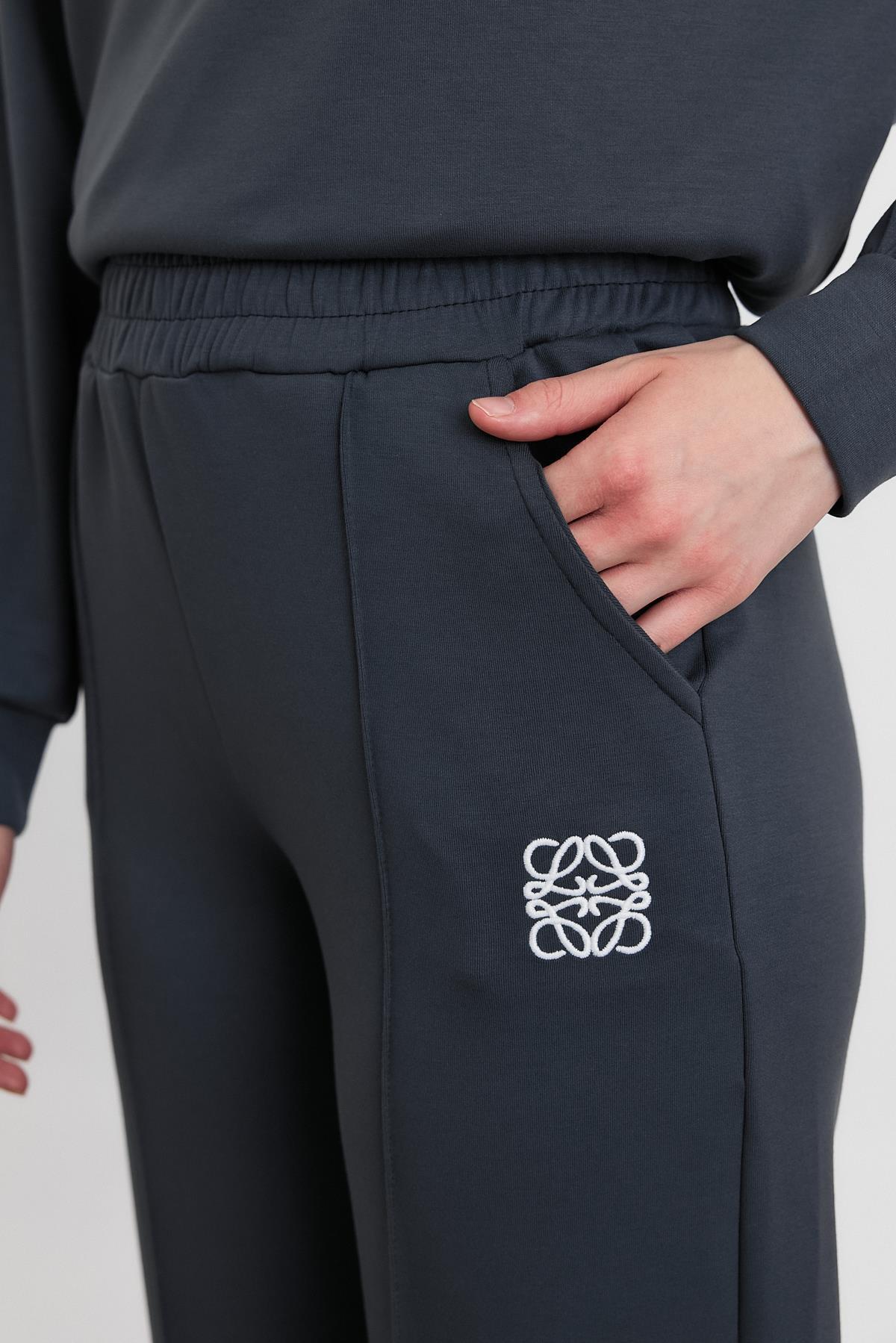 4013 Nakış Detay Pantolon Takım Antrasit - RAYS