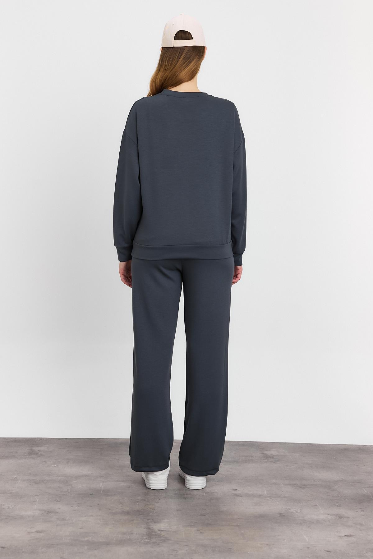 4013 Nakış Detay Pantolon Takım Antrasit - 5