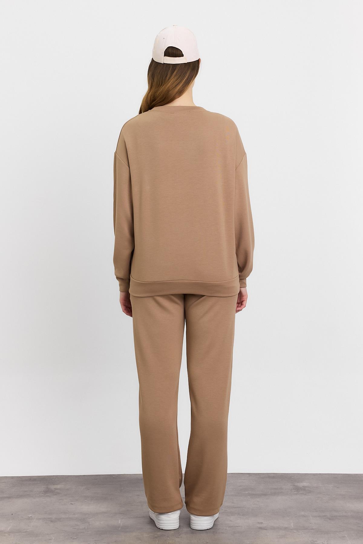 4013 Nakış Detay Pantolon Takım Camel - 5