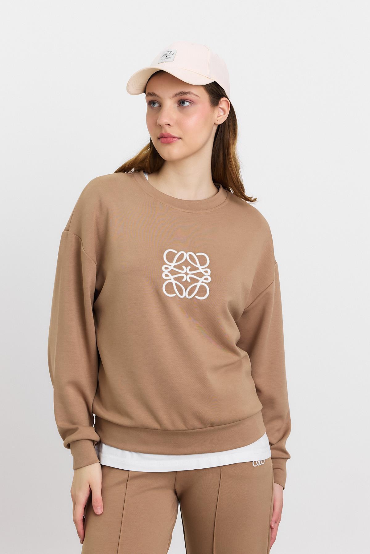 4013 Nakış Detay Pantolon Takım Camel - RAYS