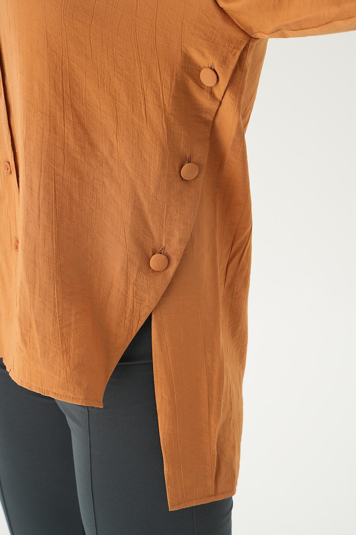 Bisküvi Yan Çıtçıtlı Arka Uzun Gömlek 4014A - 6