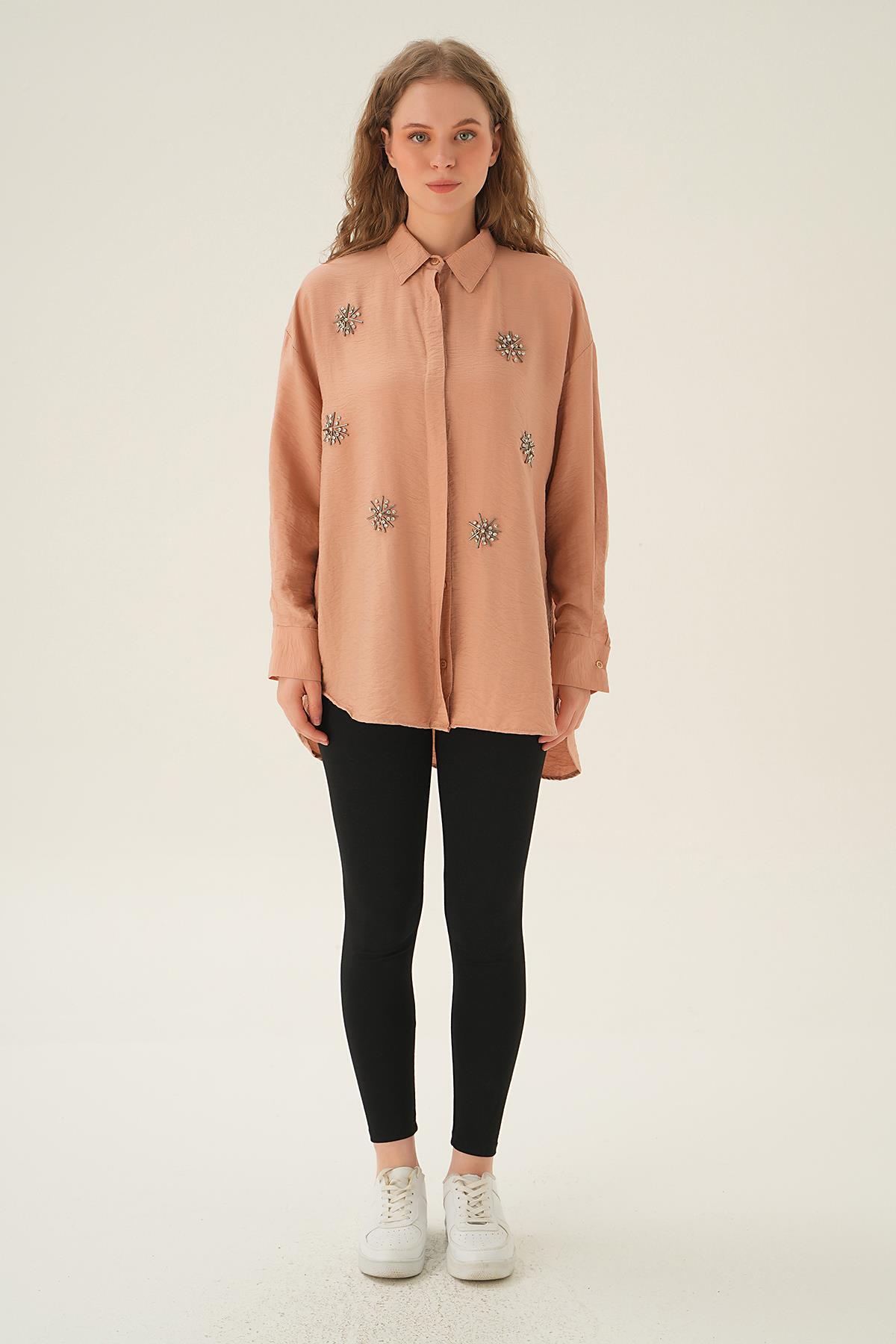 4016 Taş İşlemeli Gömlek Bisküvi - 6