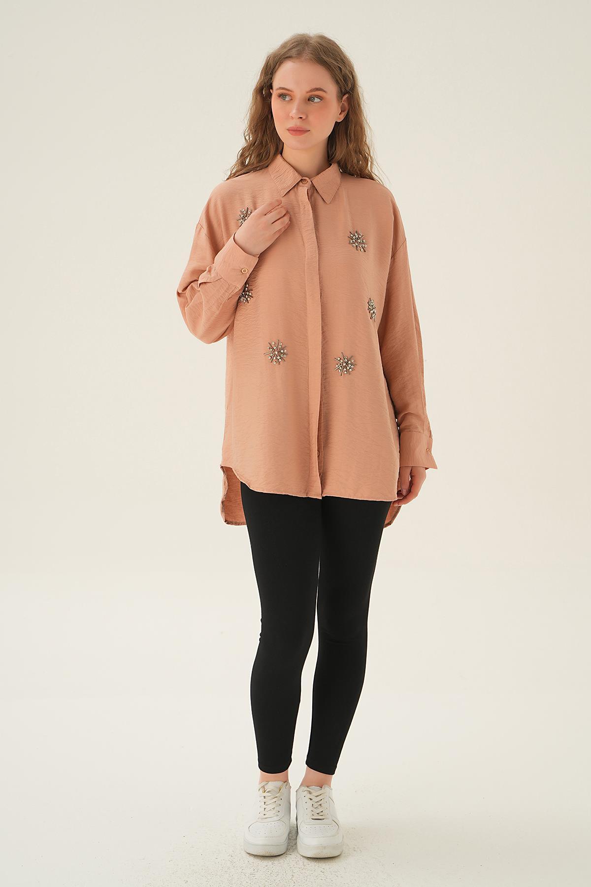 Bisküvi Taş İşlemeli Gömlek 4016 - 2