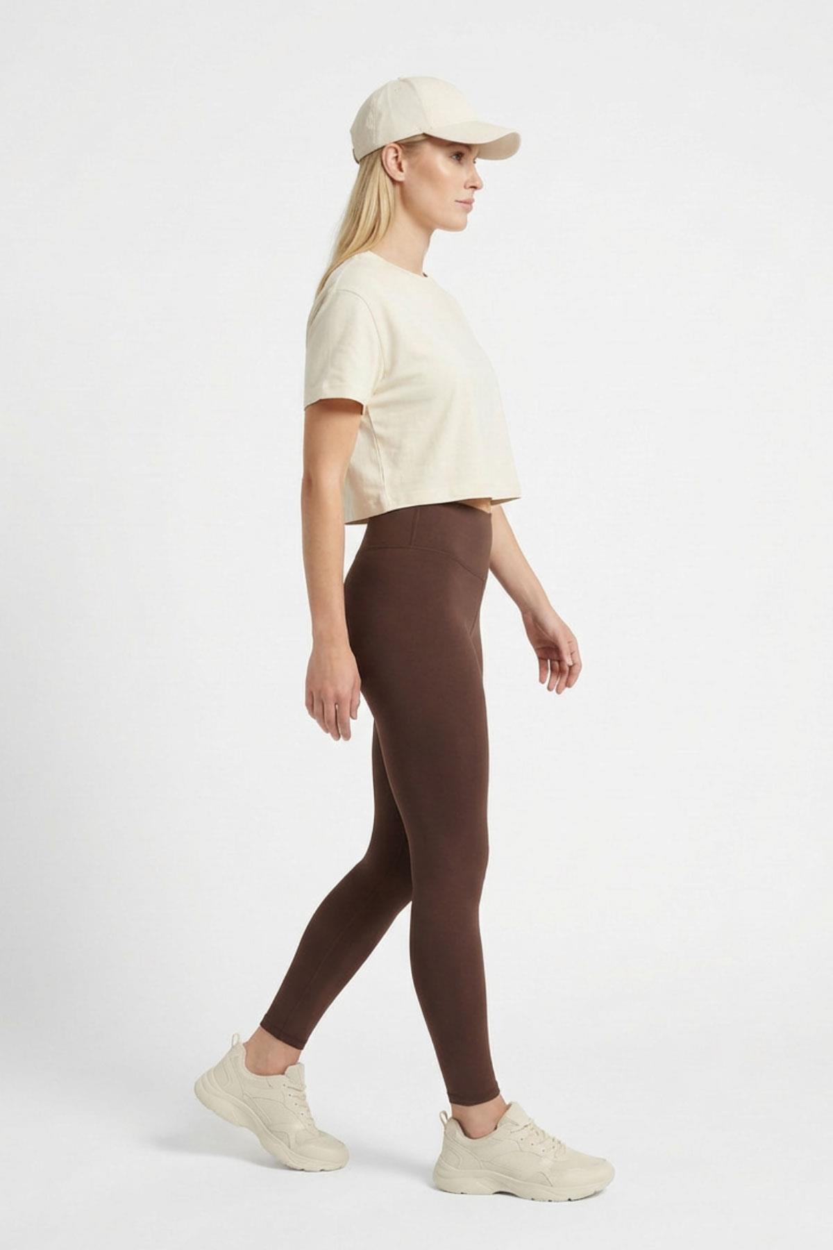 Kahve Yüksek Bel Tayt 4016 - 1