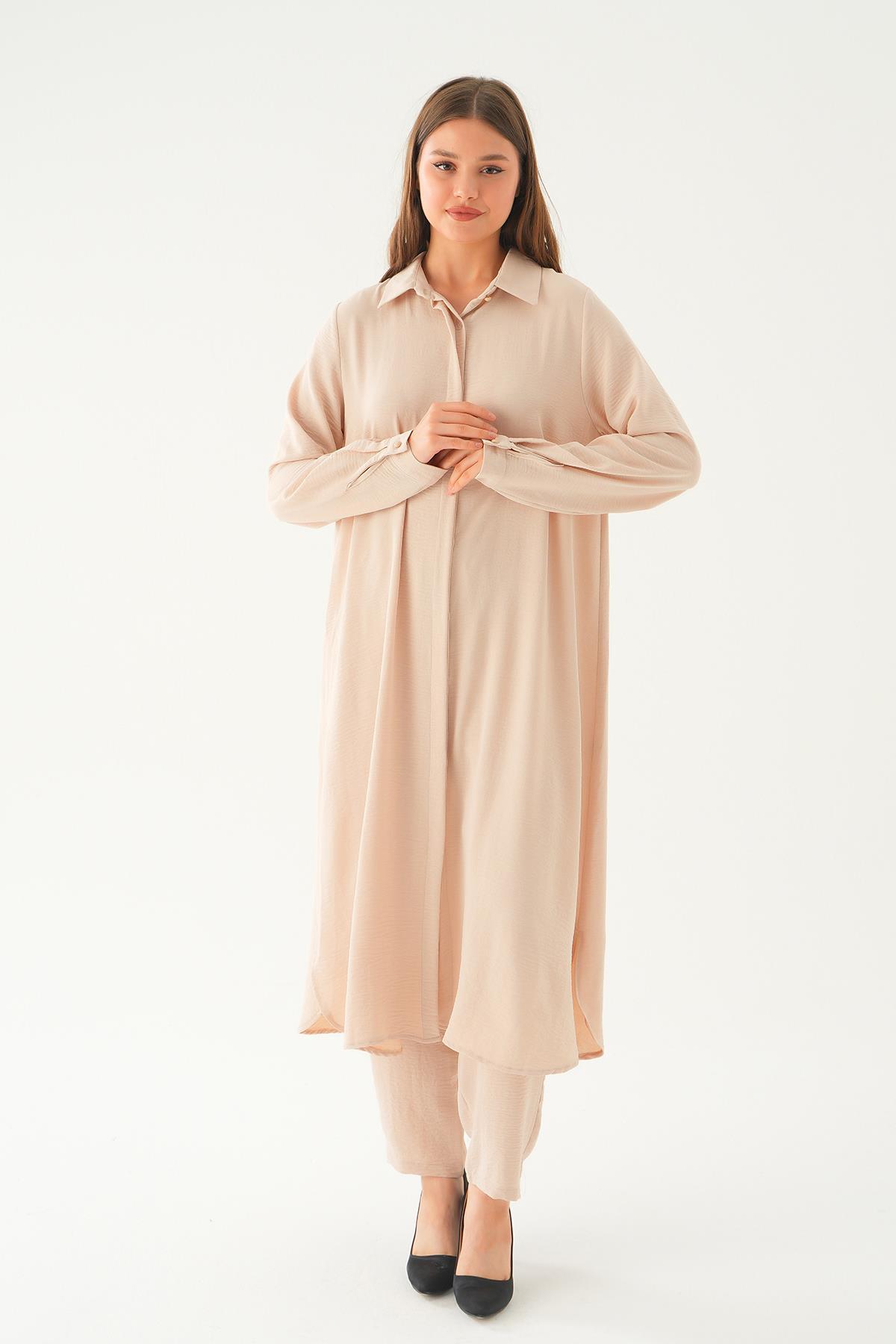 4016A Tunik Pantolon Takım Bej - 1