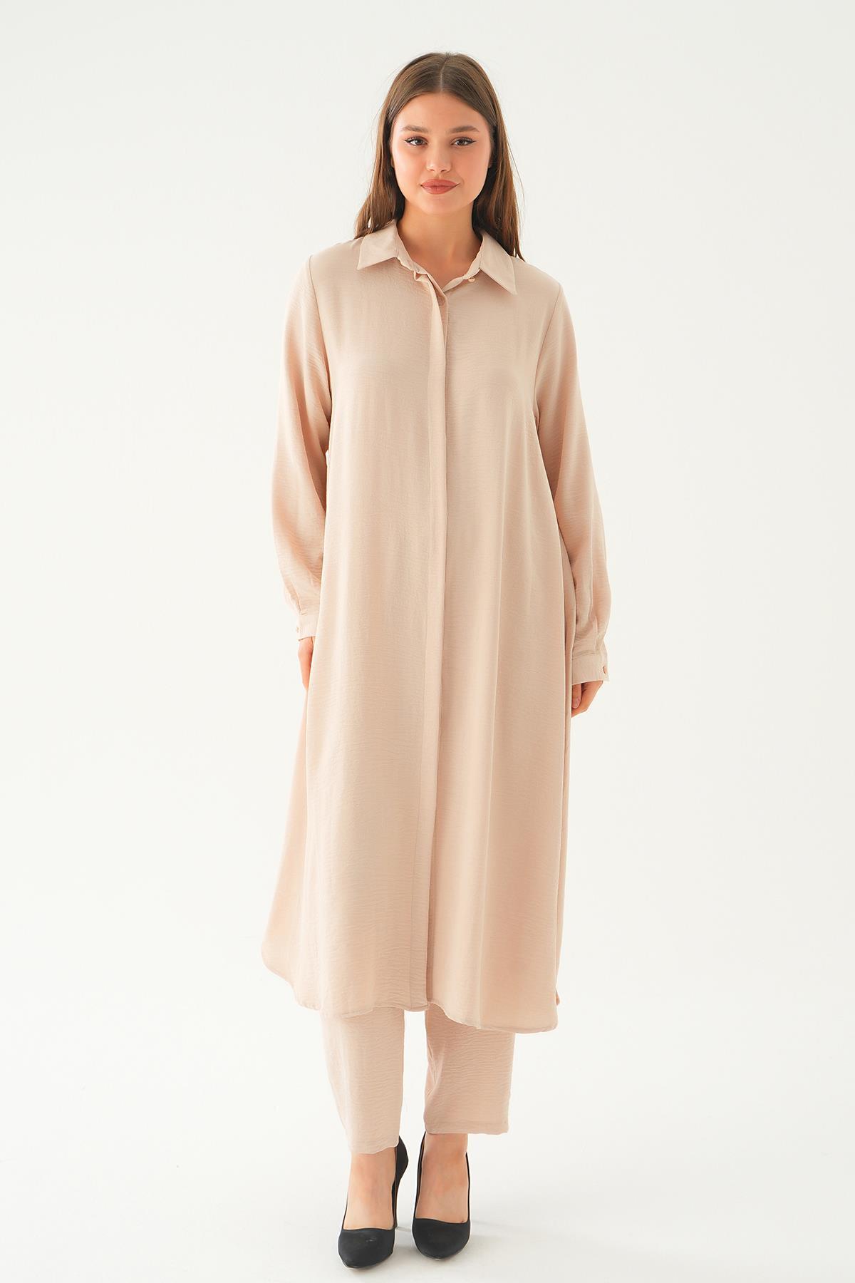 4016A Tunik Pantolon Takım Bej - 6