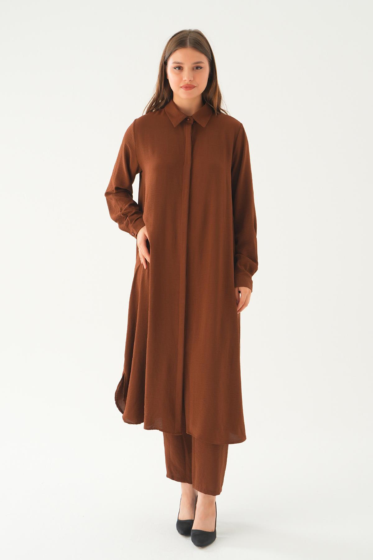 4016A Tunik Pantolon Takım Kahve - 1
