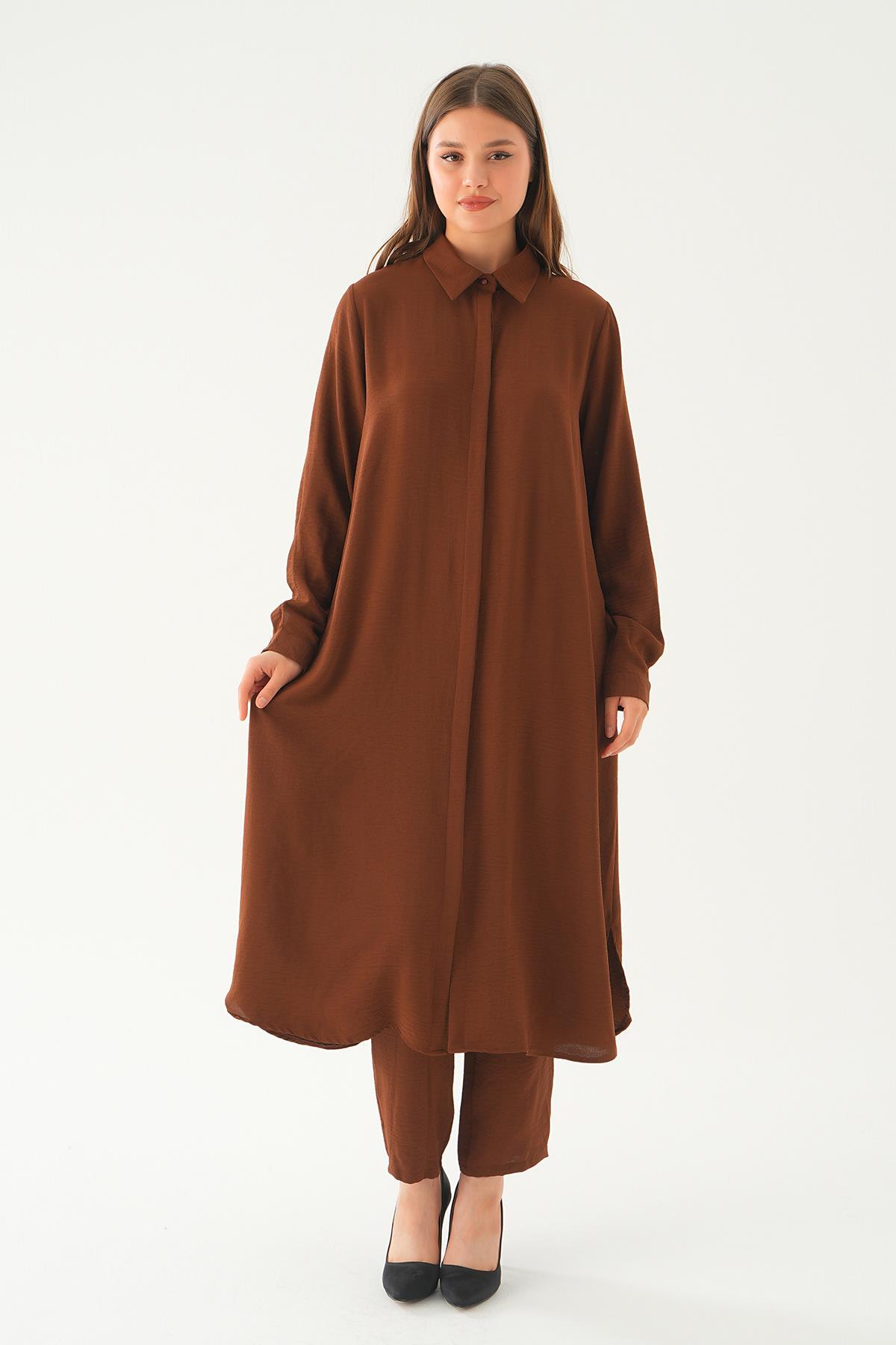 4016A Tunik Pantolon Takım Kahve - 2