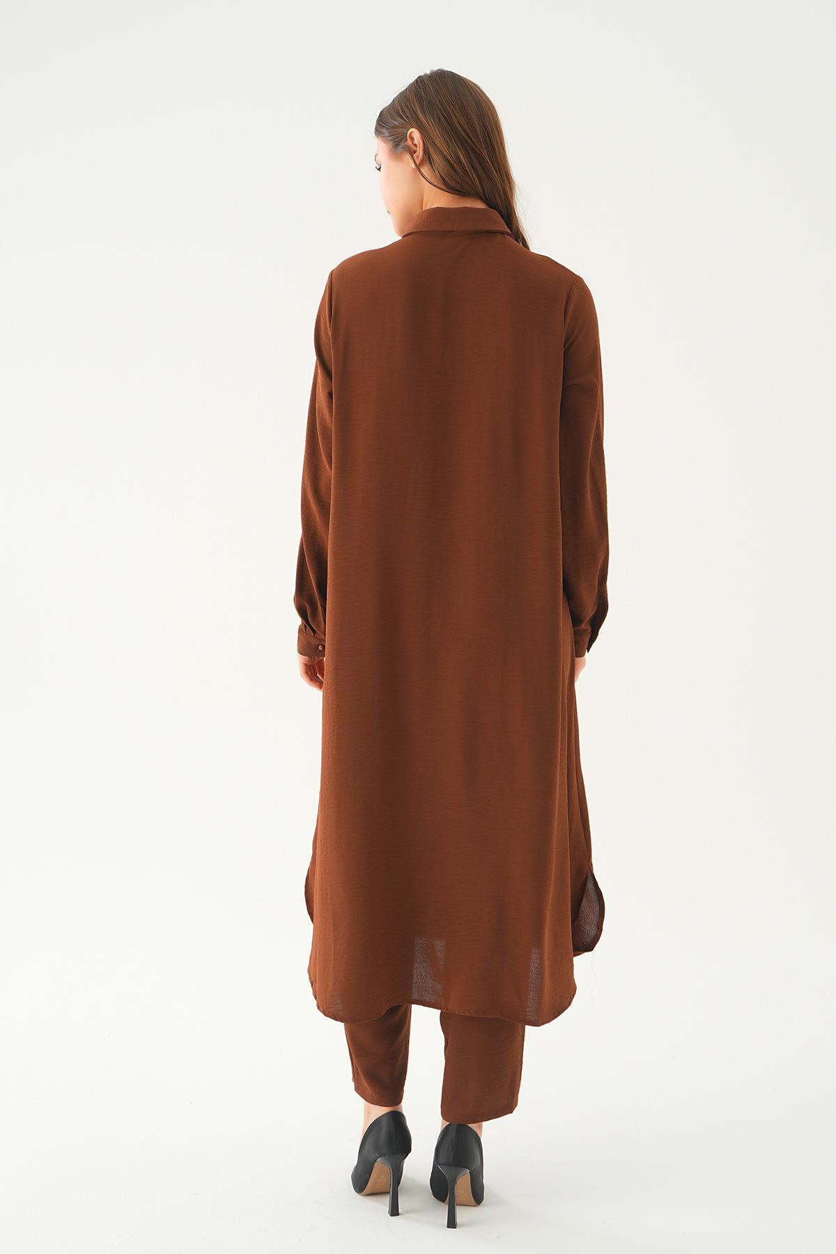 Kahve Tunik Pantolon Takım 4016A - 3