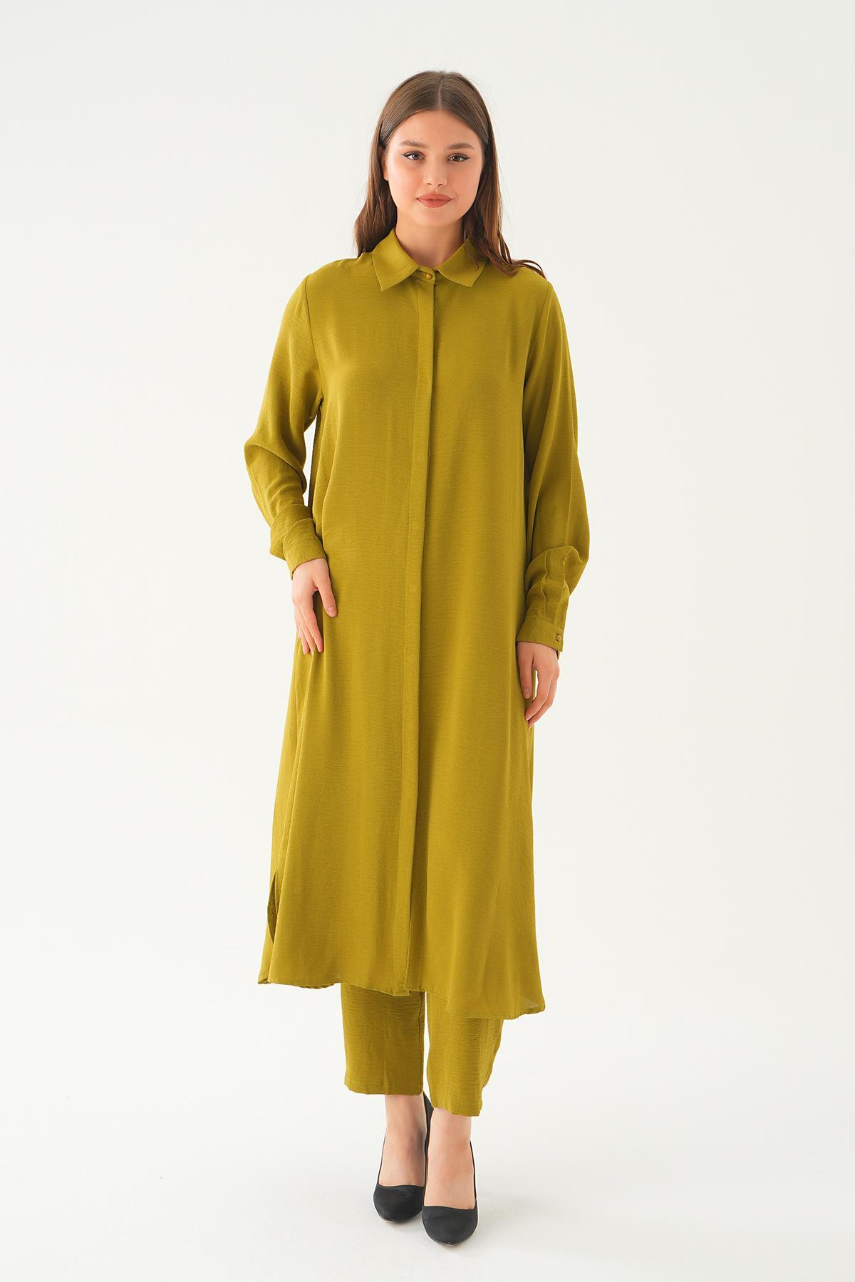 Yağ Yeşili Tunik Pantolon Takım 4016A - 2