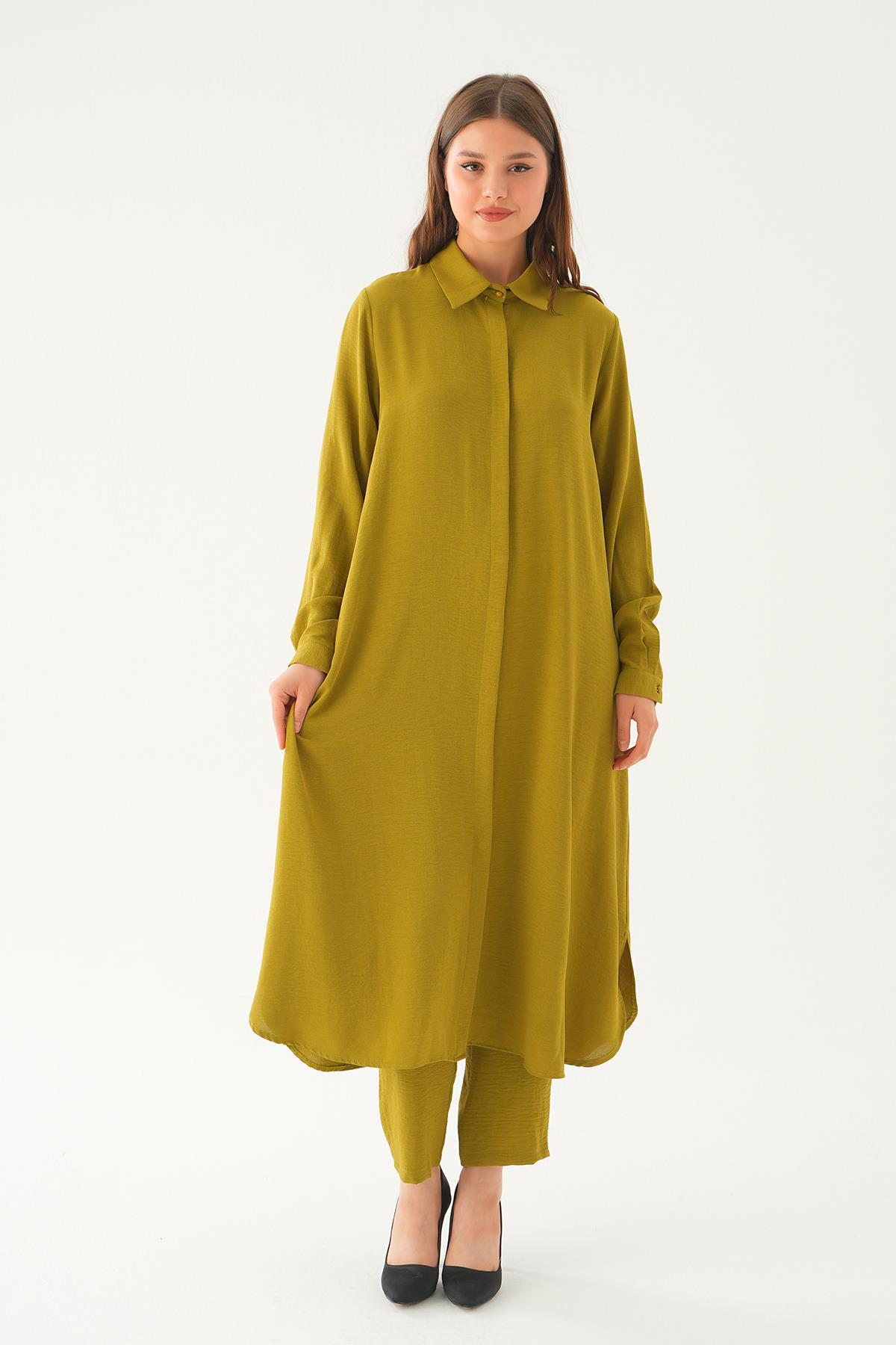 Yağ Yeşili Tunik Pantolon Takım 4016A - 3