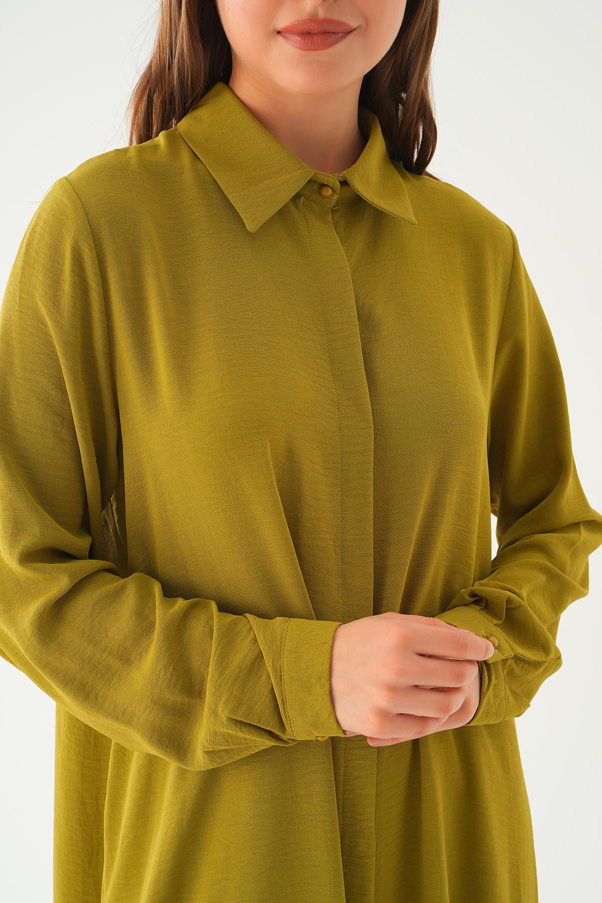 Yağ Yeşili Tunik Pantolon Takım 4016A - 5