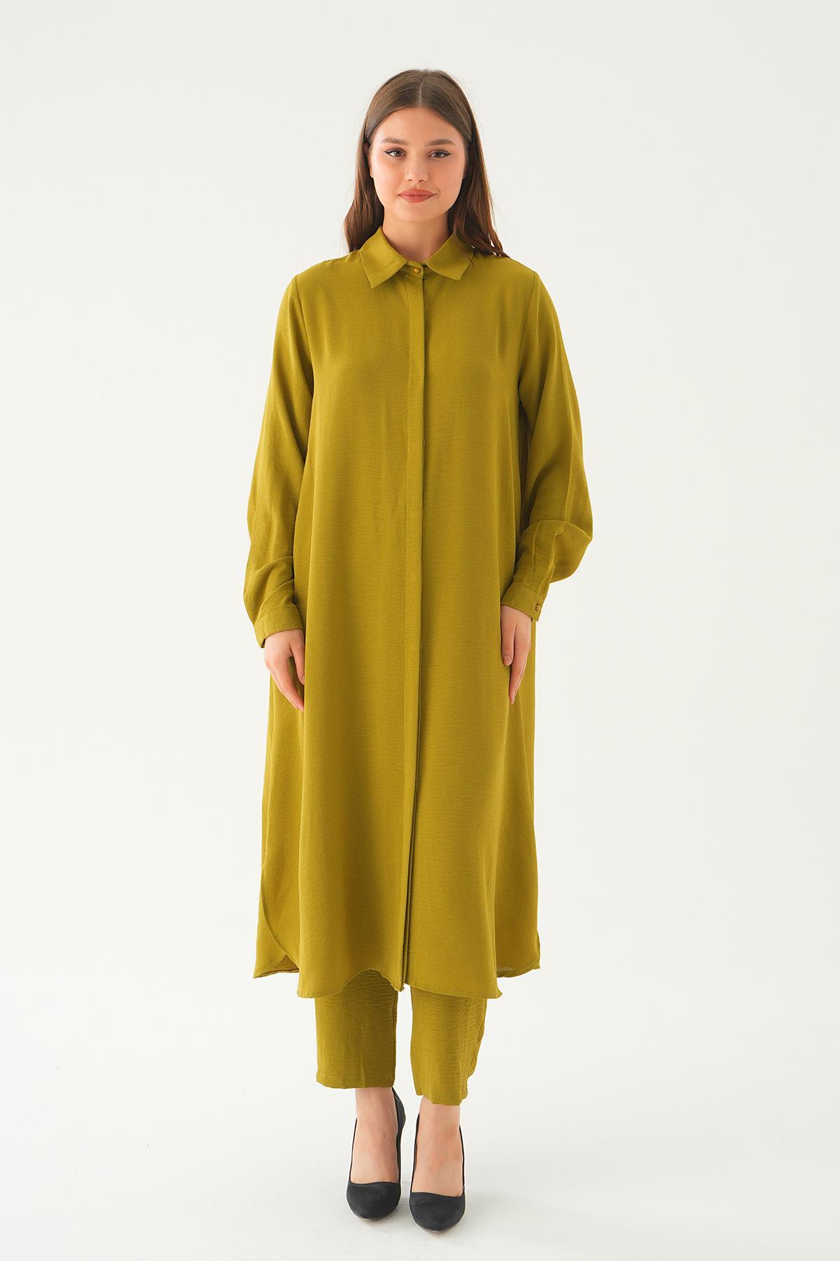 Yağ Yeşili Tunik Pantolon Takım 4016A - 6