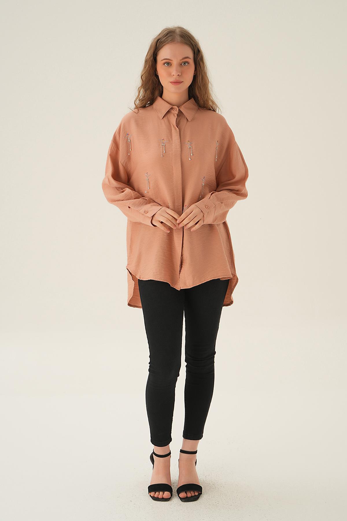 Bisküvi Taş Detay Gömlek 4017 - 2