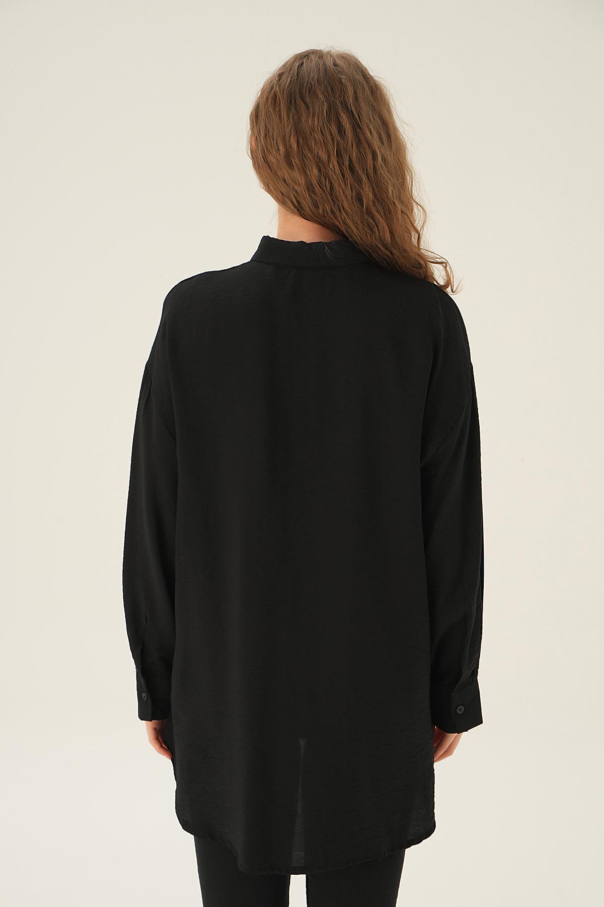 4017 Taş Detay Gömlek Siyah - 4