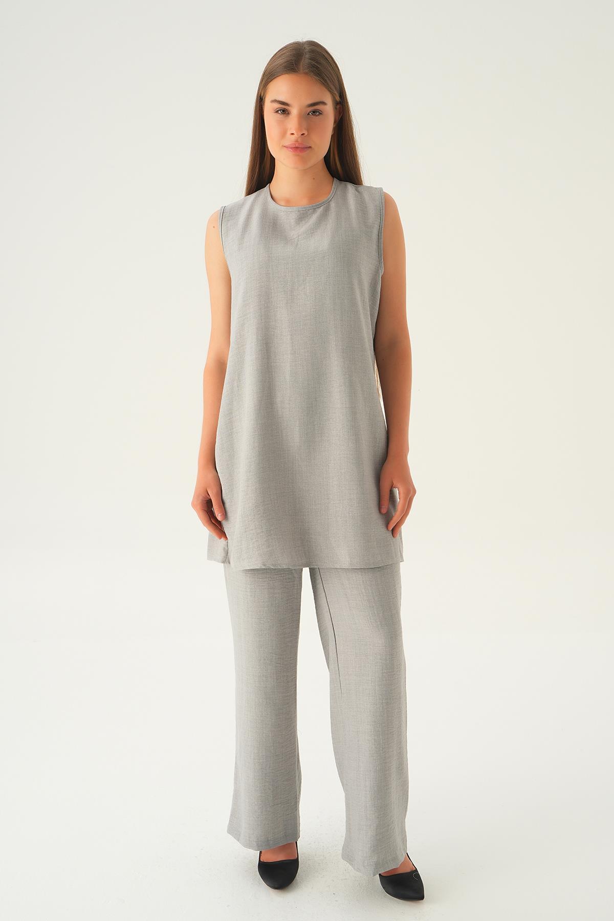 Gri 3'lü Kimono Takım 4018A - 4