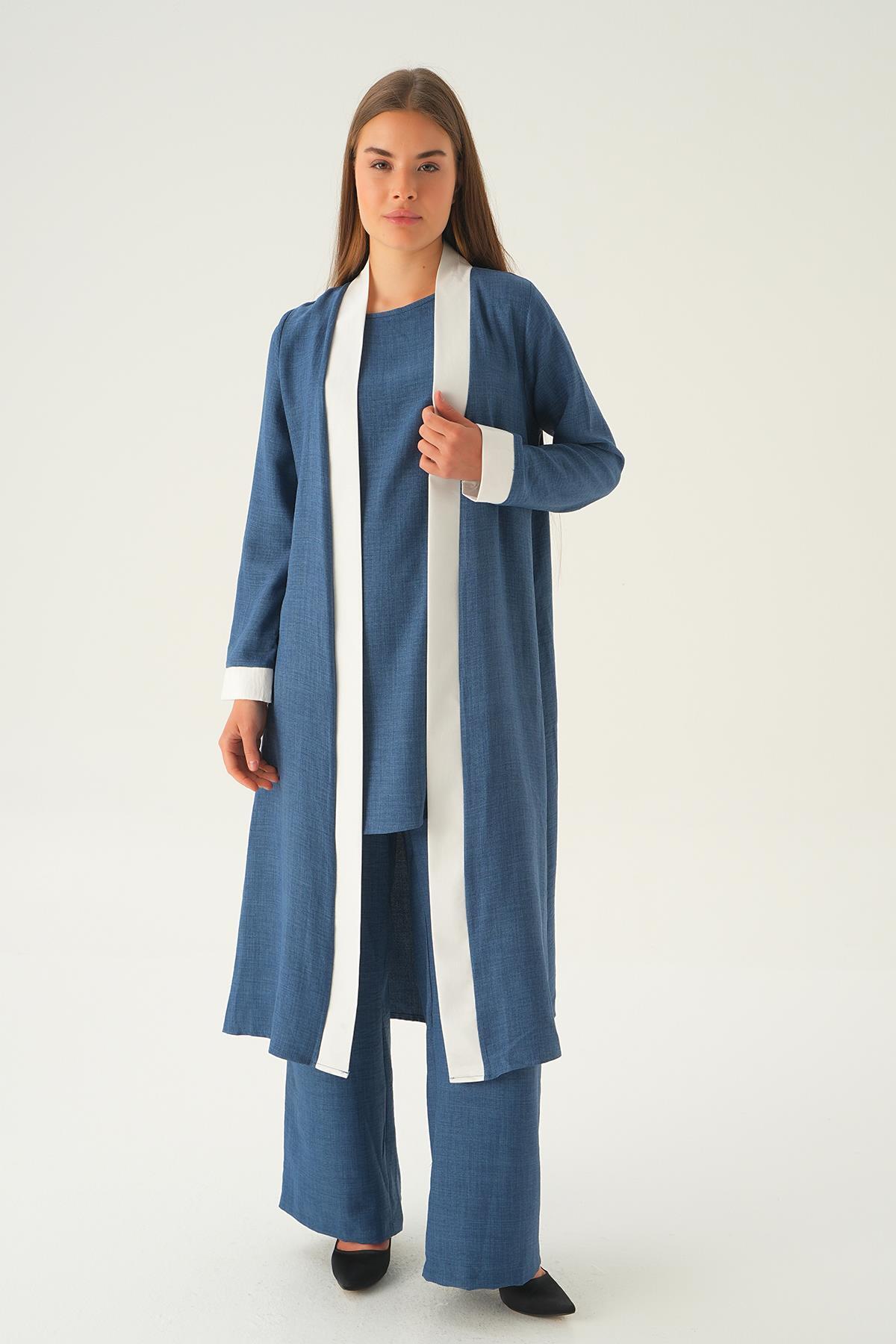 İndigo 3'lü Kimono Takım 4018A - 3