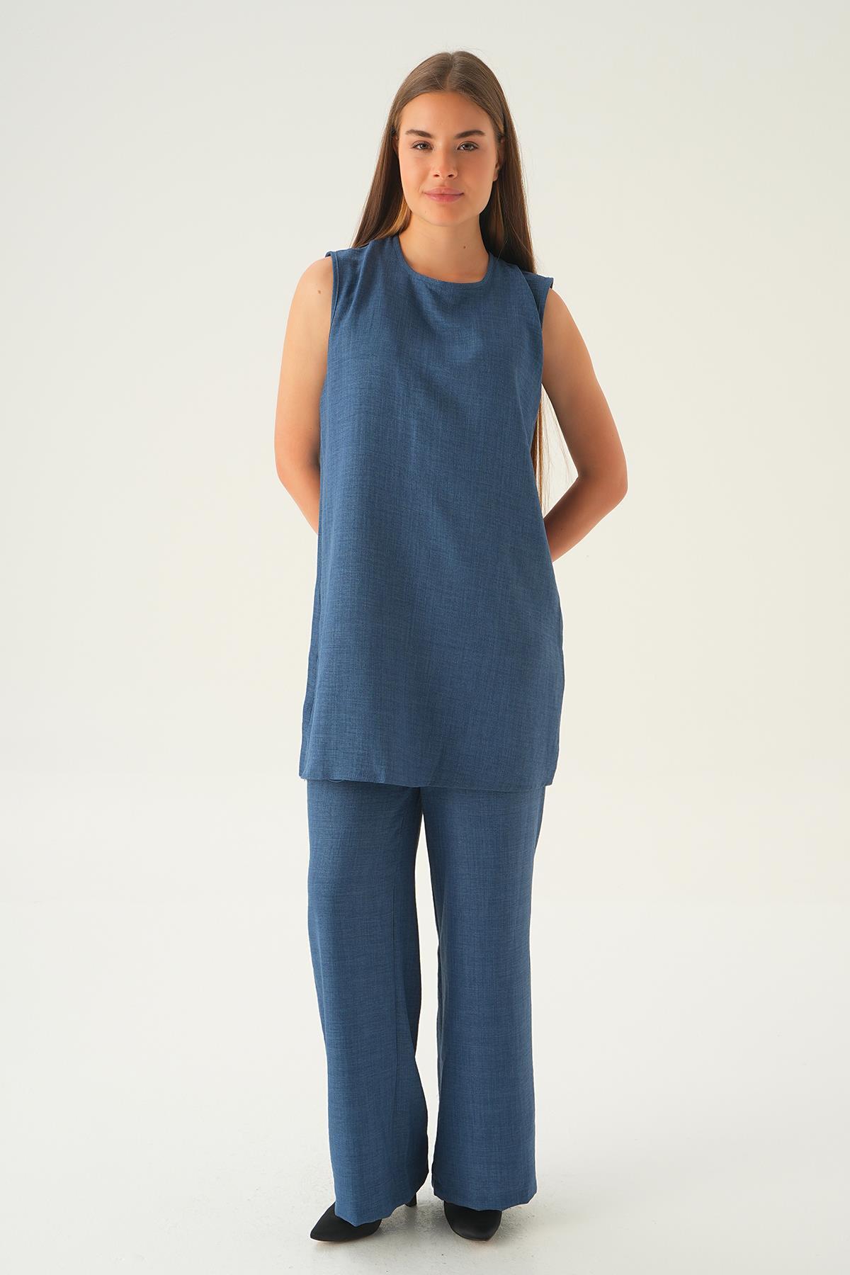 İndigo 3'lü Kimono Takım 4018A - 4