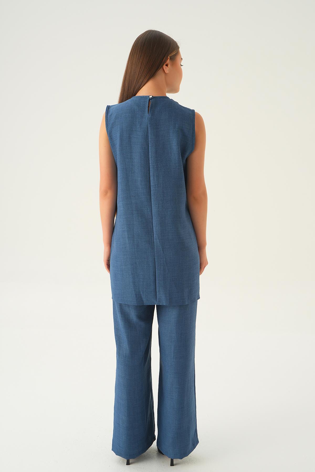 İndigo 3'lü Kimono Takım 4018A - 5