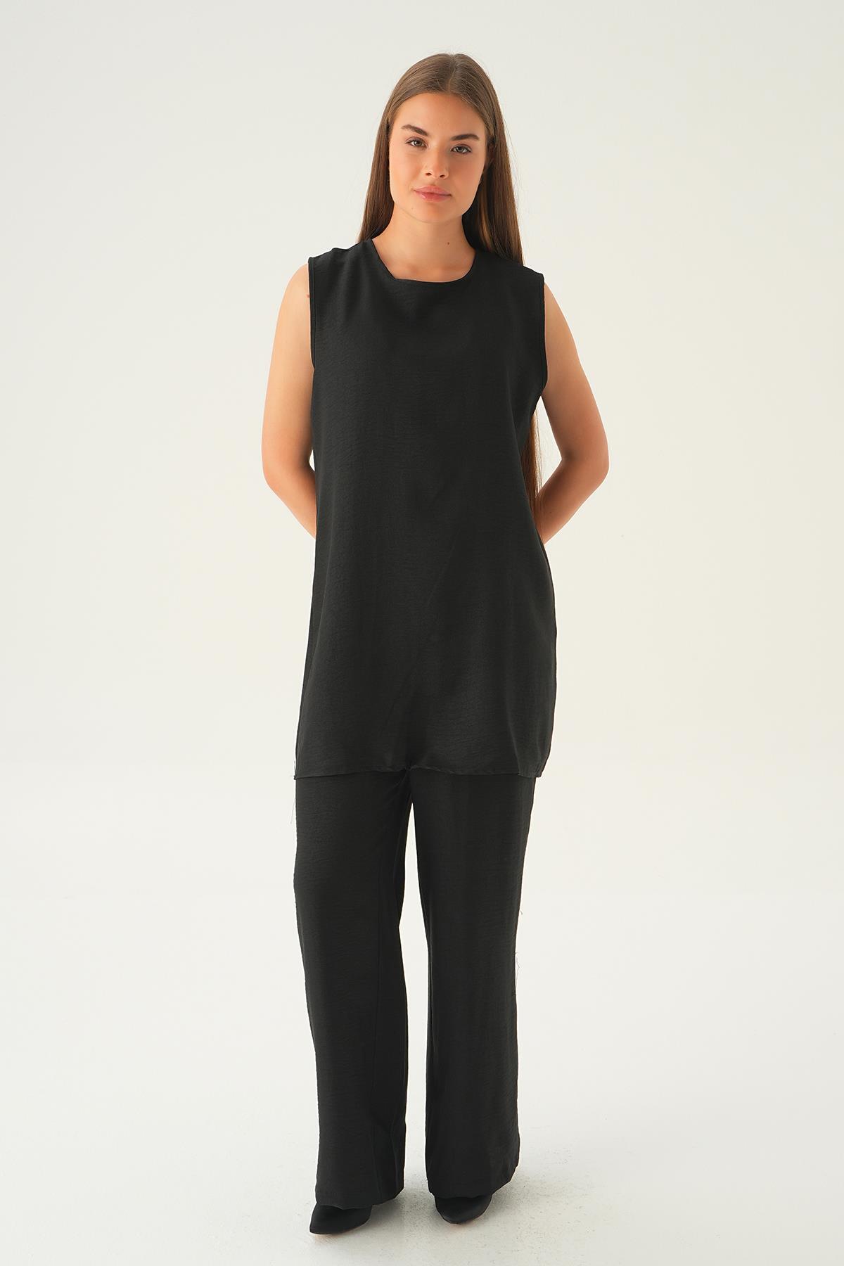 Siyah 3'lü Kimono Takım 4018A - 3