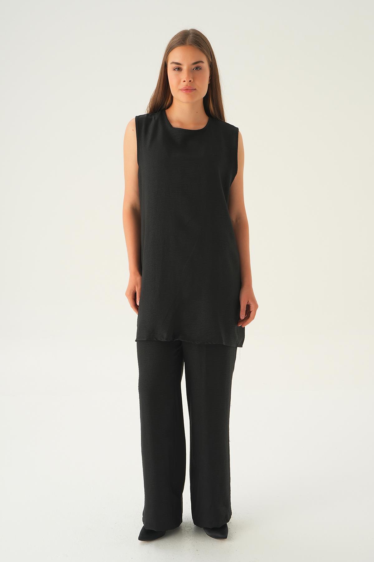 Siyah 3'lü Kimono Takım 4018A - 4