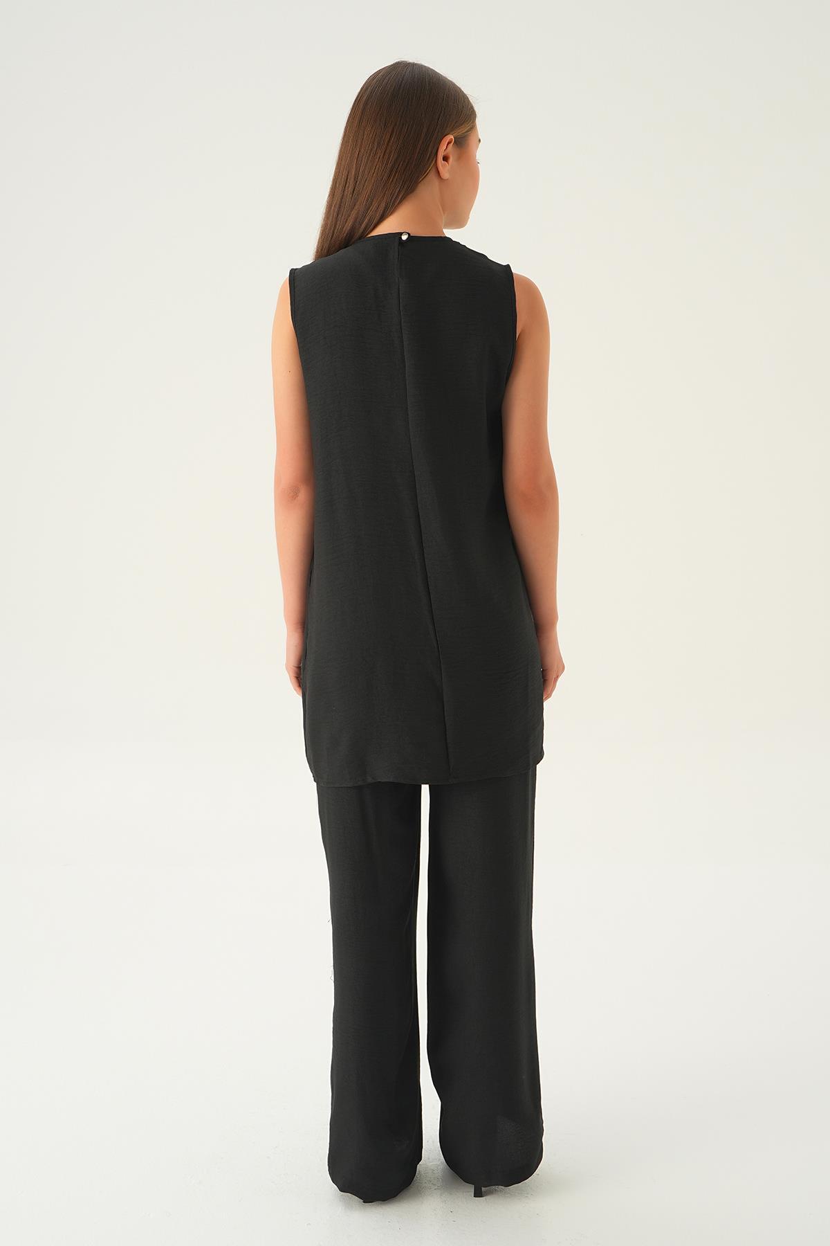 Siyah 3'lü Kimono Takım 4018A - 5