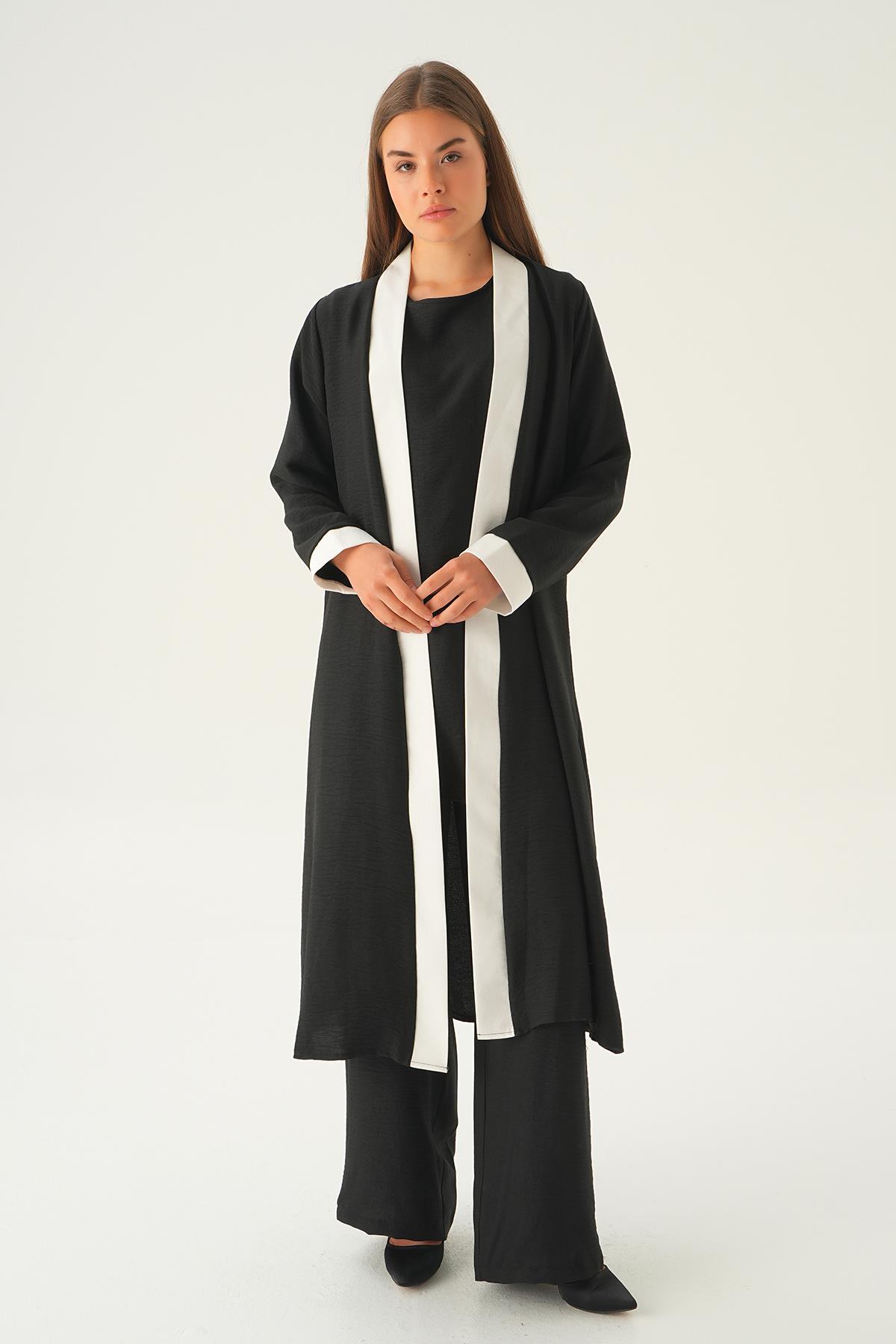 Siyah 3'lü Kimono Takım 4018A - 2