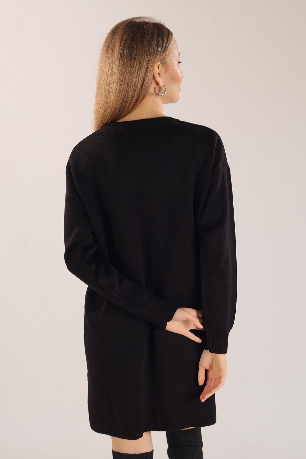 Siyah Puantiye Desen Sakallı Kazak 4020 - 3