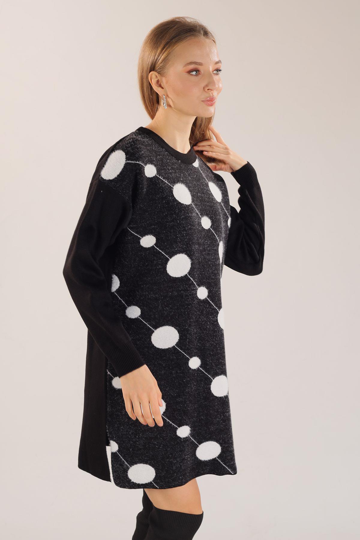 Siyah Puantiye Desen Sakallı Kazak 4020 - 4