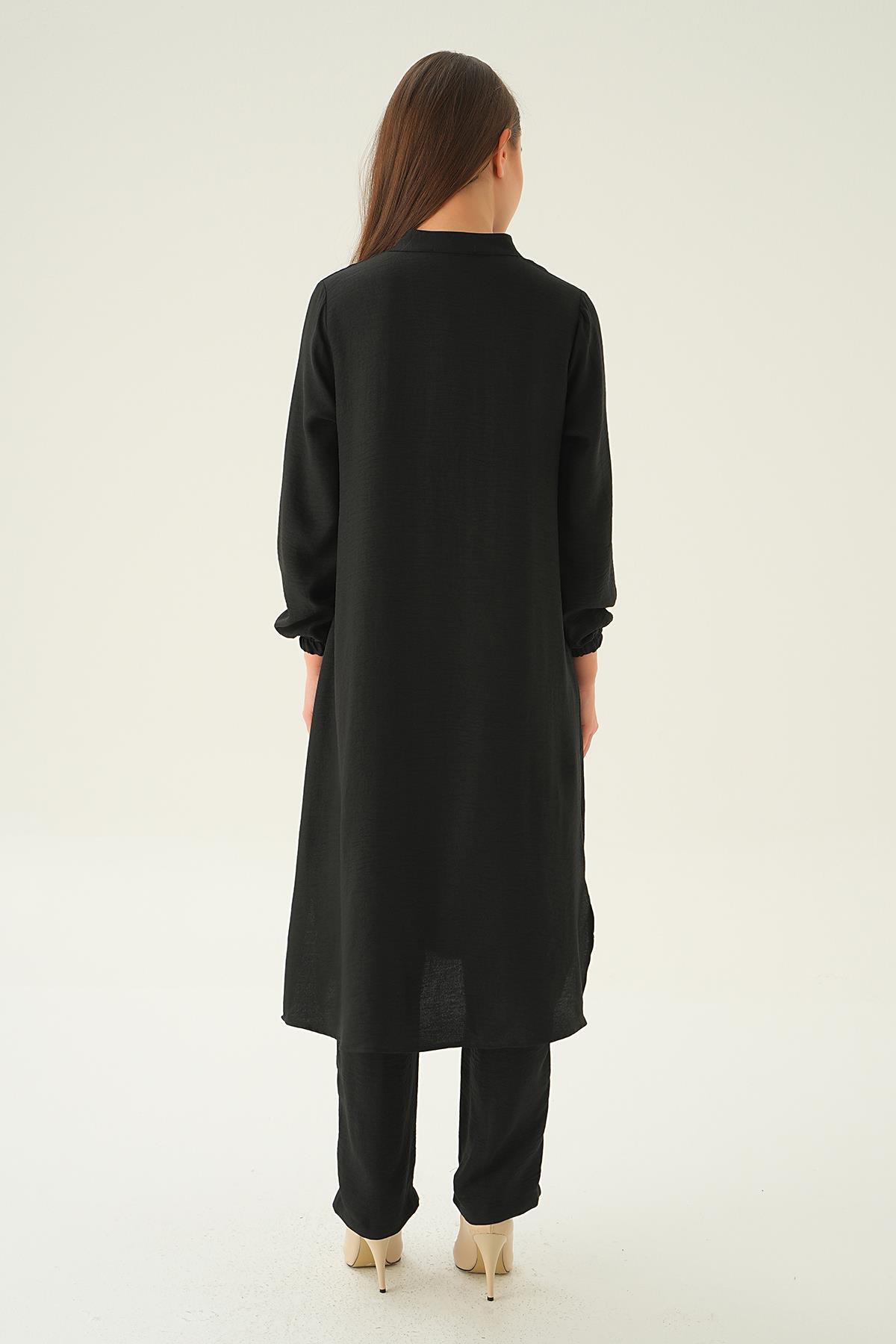 Siyah Hakim Yaka Tunik Pantolon Takım 4021A - 5