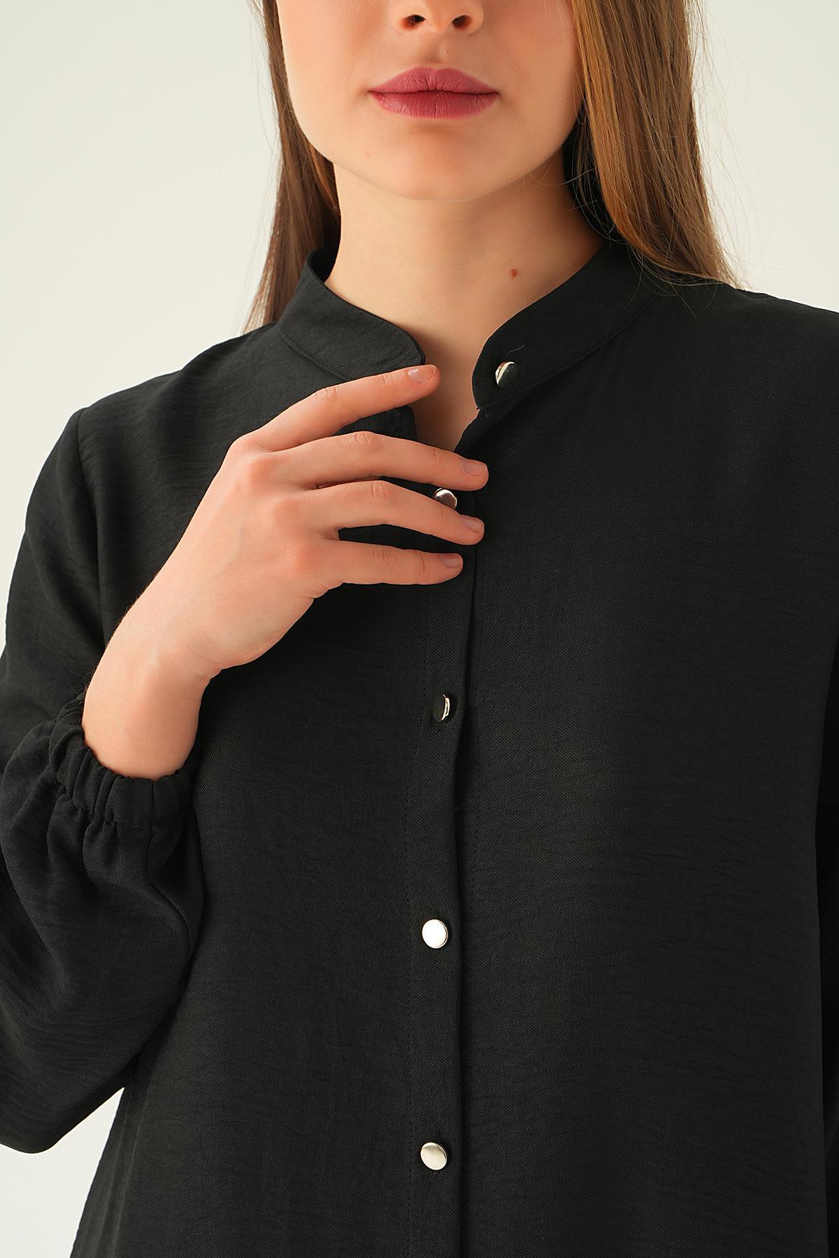 Siyah Hakim Yaka Tunik Pantolon Takım 4021A - 6