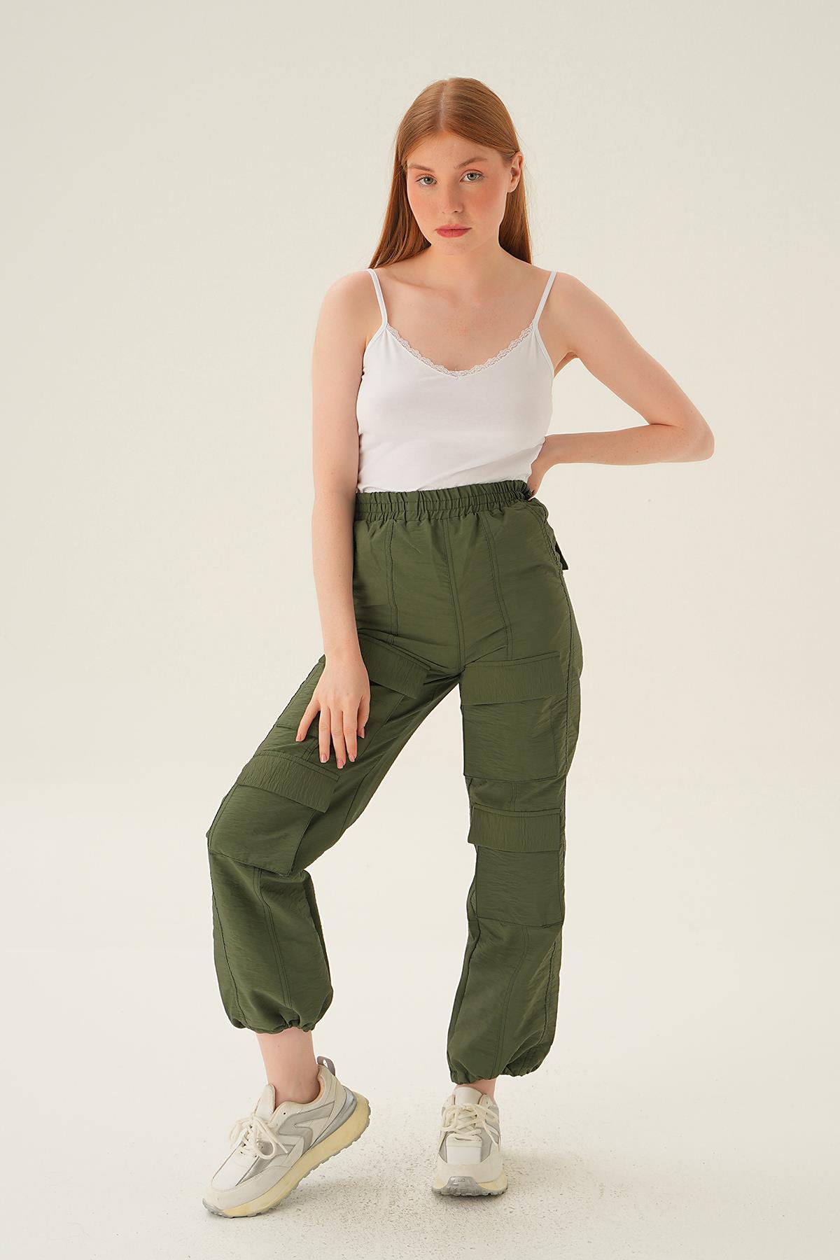 4024A Cep Detay Paraşüt Pantolon Haki - 2
