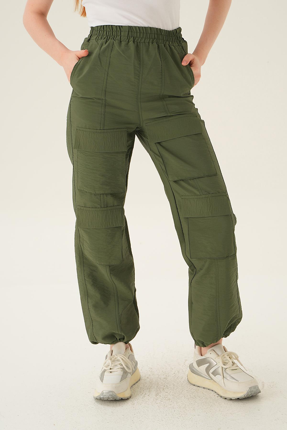 4024A Cep Detay Paraşüt Pantolon Haki - 4